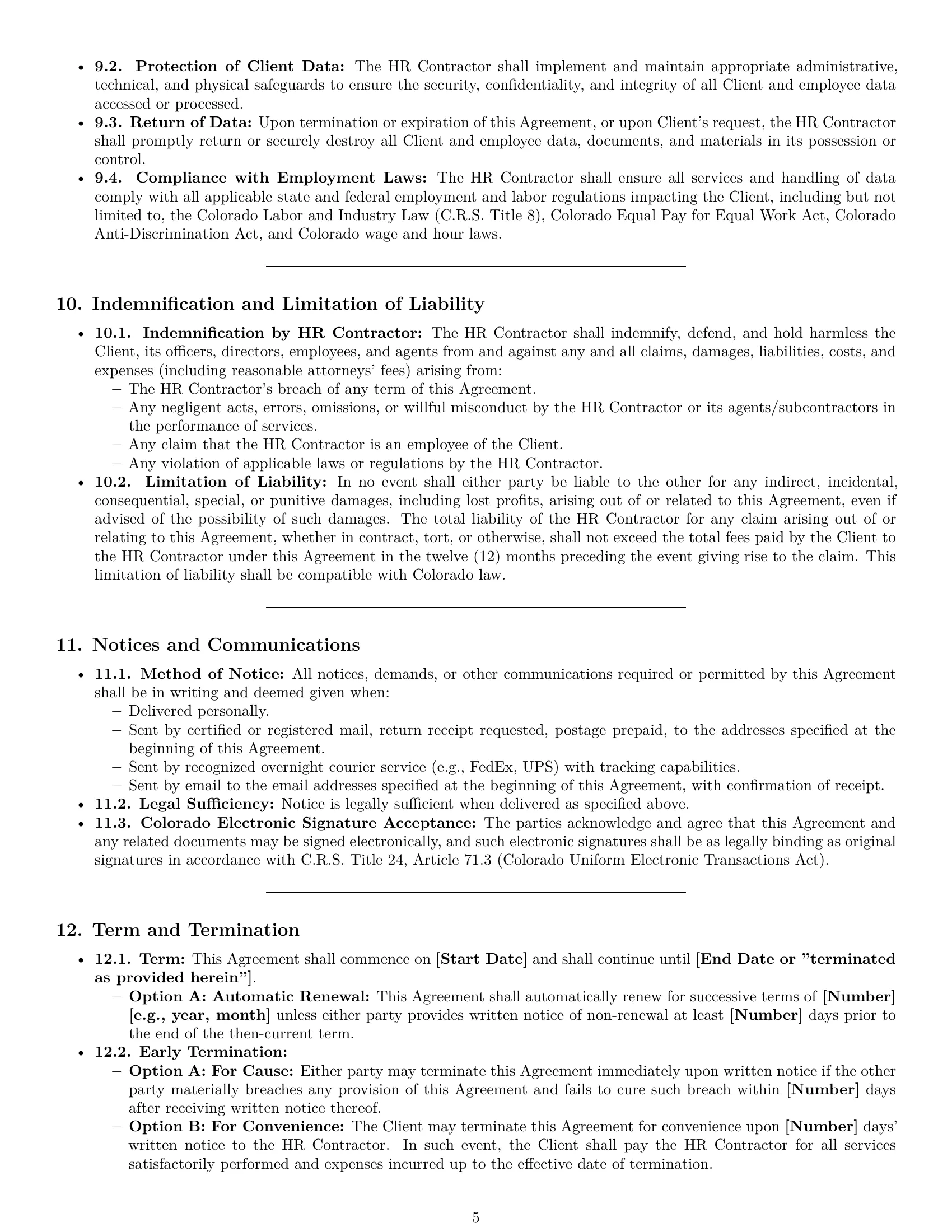 Preview page 5 of Pro Colorado hr independent contractor agreement template