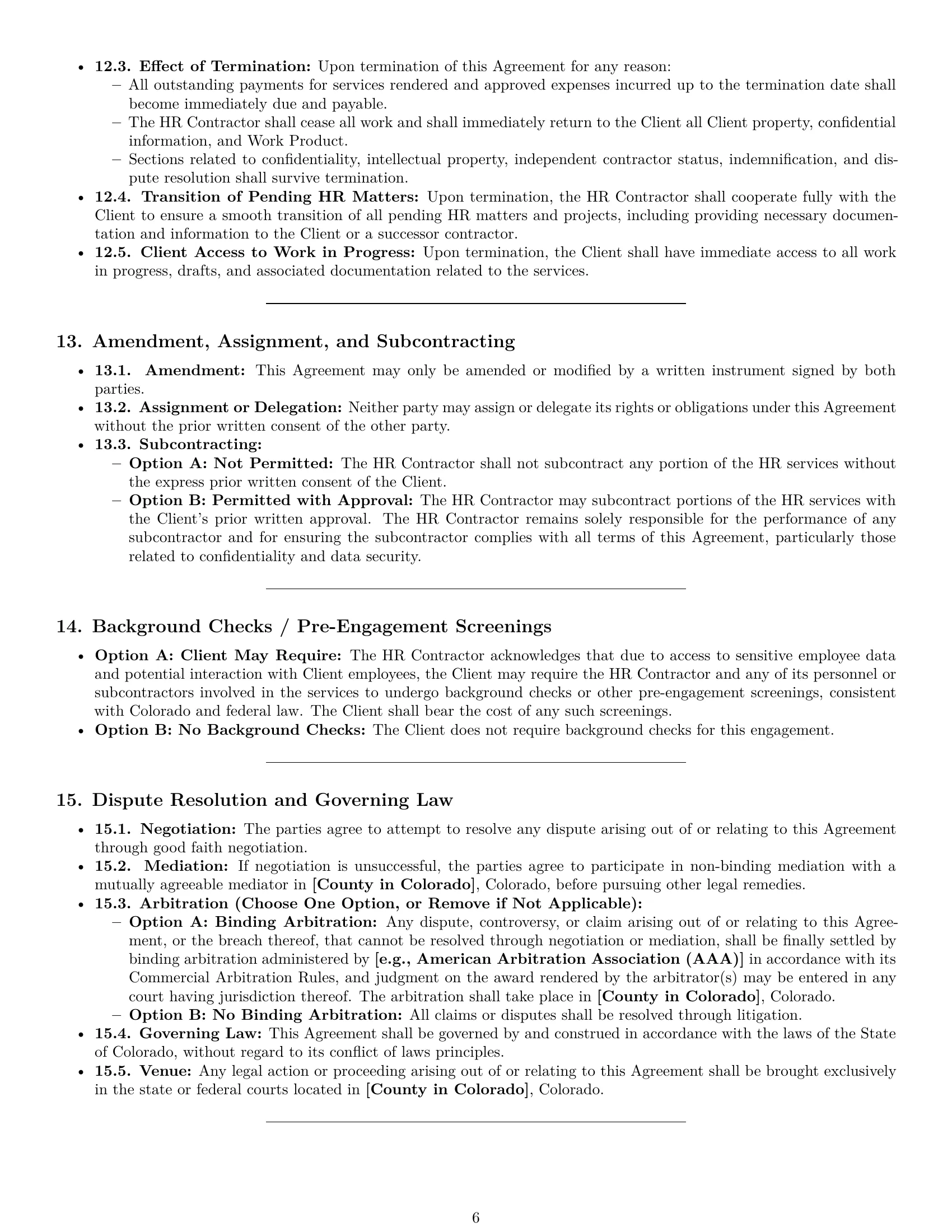 Preview page 6 of Pro Colorado hr independent contractor agreement template