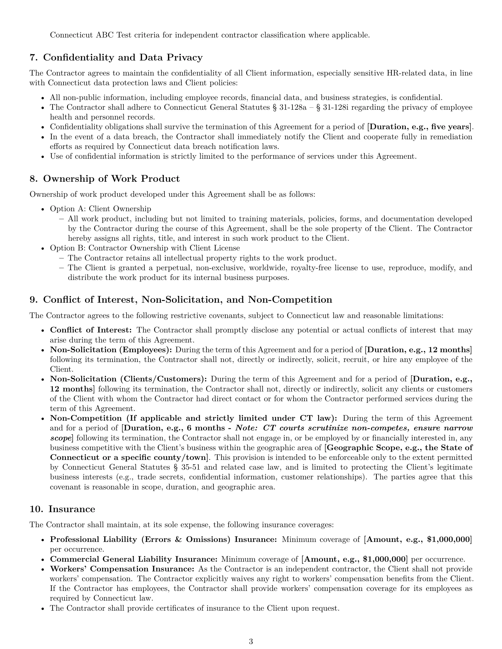 Preview page 3 of Pro Connecticut hr independent contractor agreement template