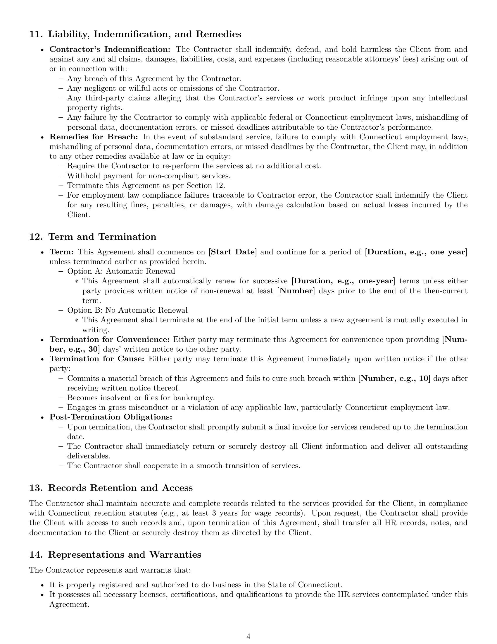 Preview page 4 of Pro Connecticut hr independent contractor agreement template