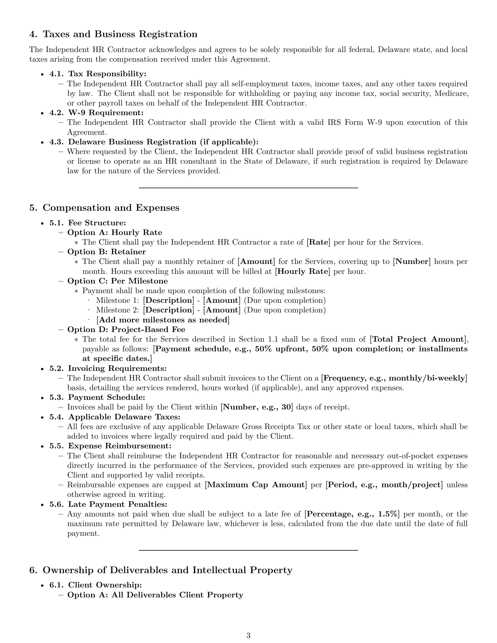 Preview page 3 of Pro Delaware hr independent contractor agreement template