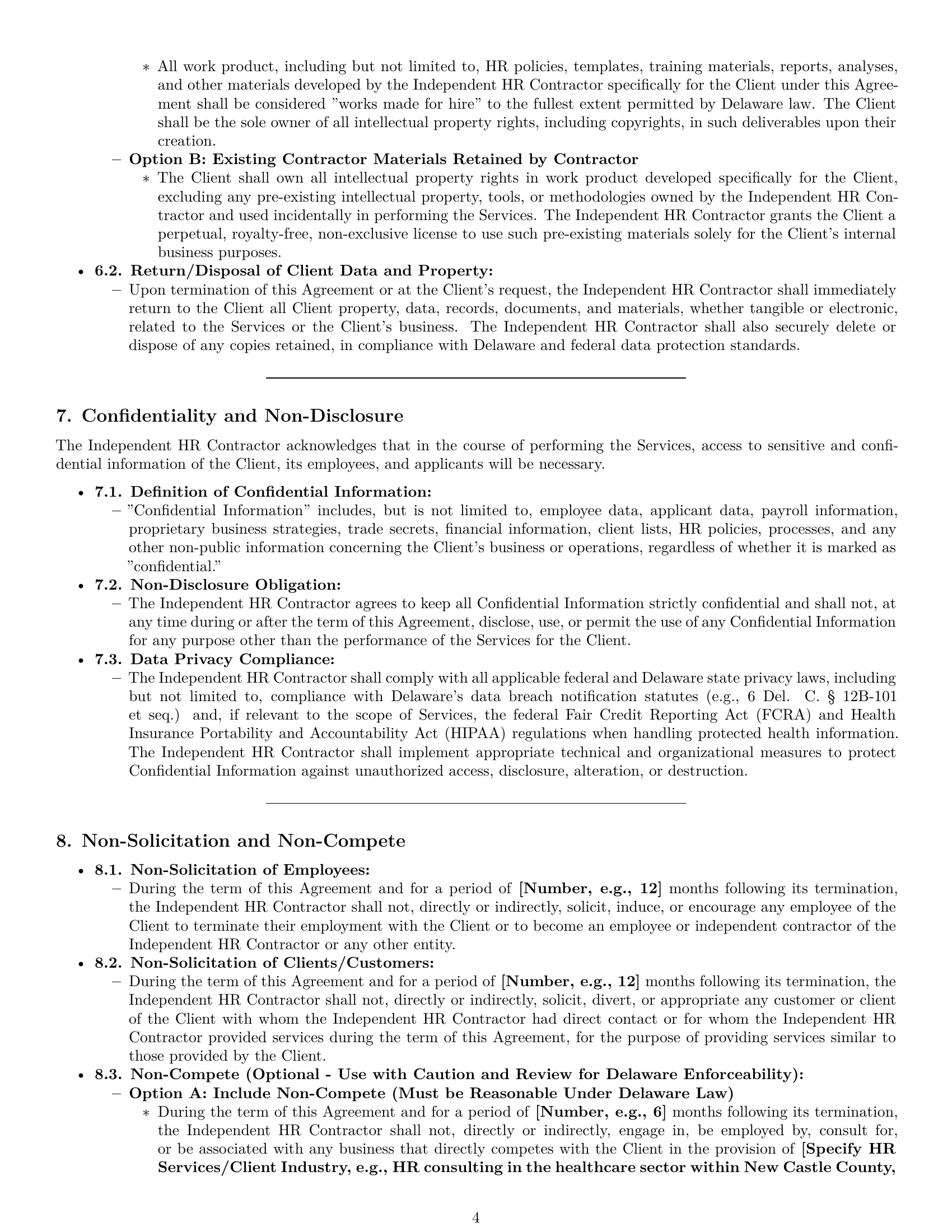 Preview page 4 of Pro Delaware hr independent contractor agreement template