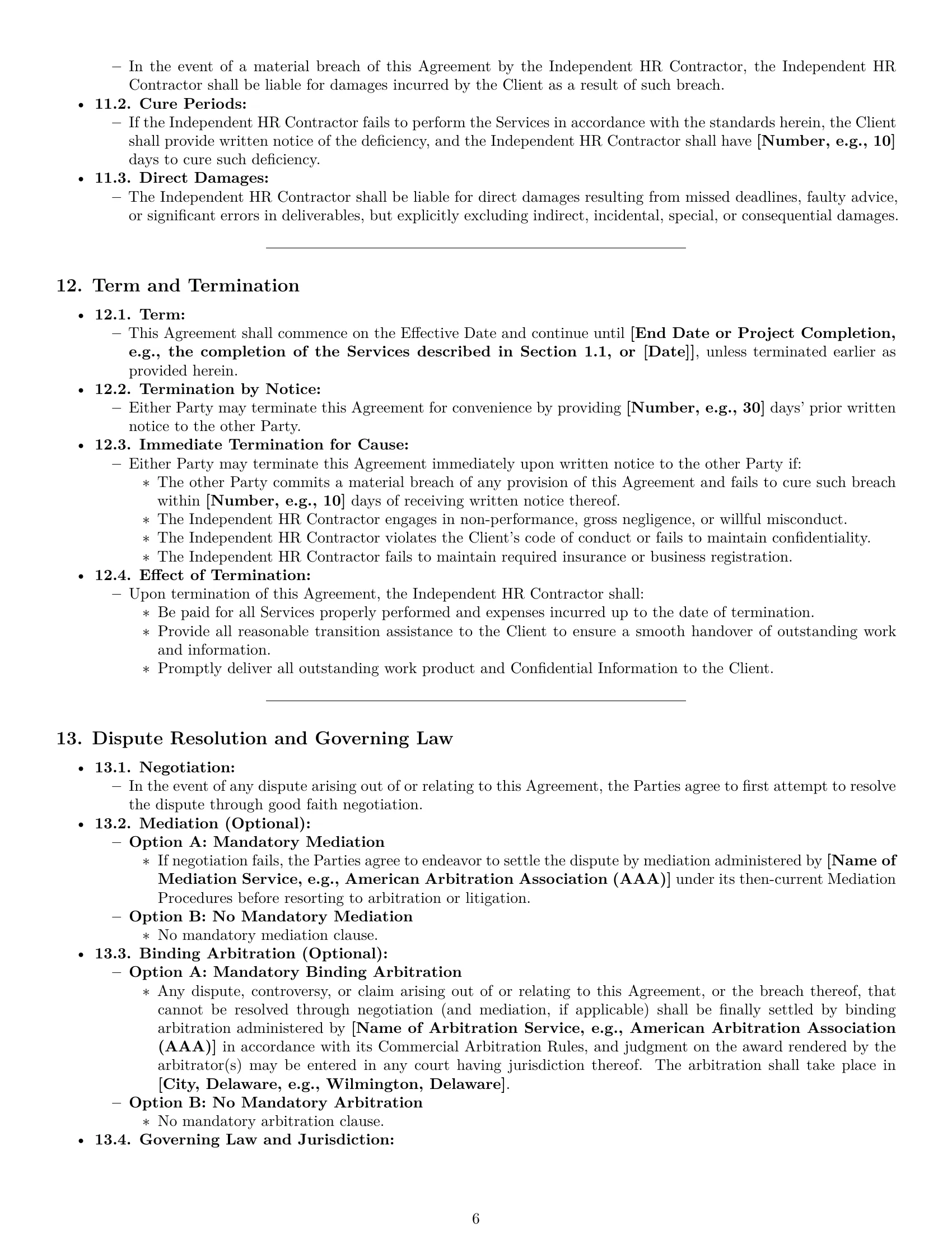 Preview page 6 of Pro Delaware hr independent contractor agreement template