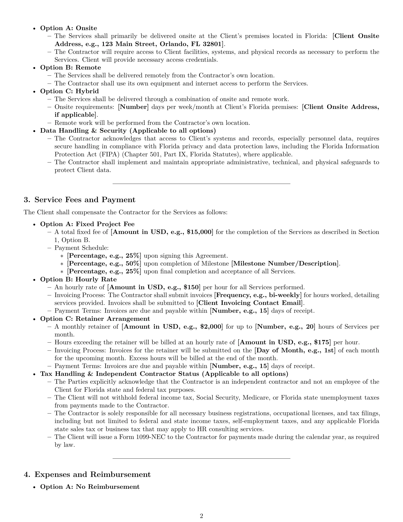 Preview page 2 of Pro Florida hr independent contractor agreement template