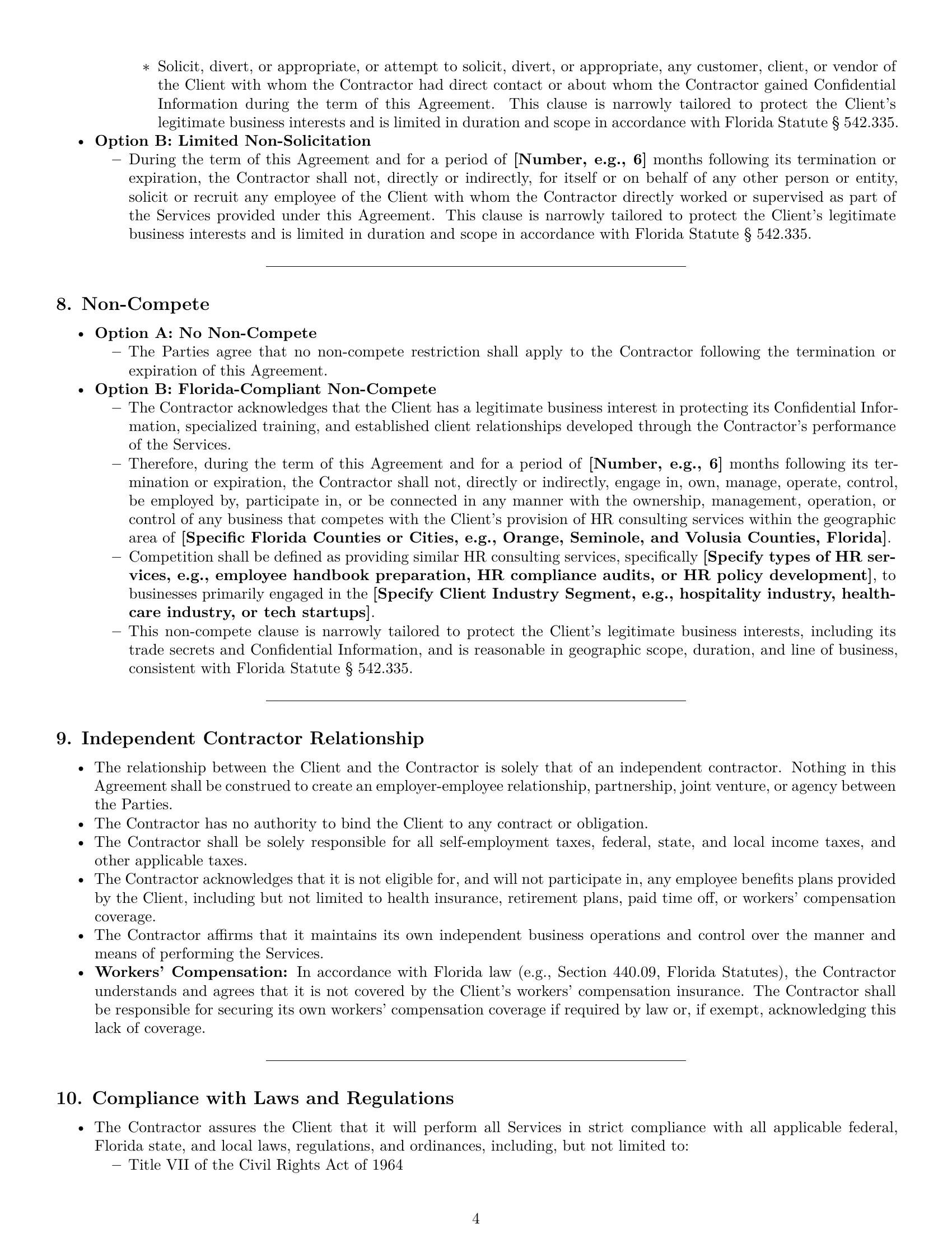 Preview page 4 of Pro Florida hr independent contractor agreement template