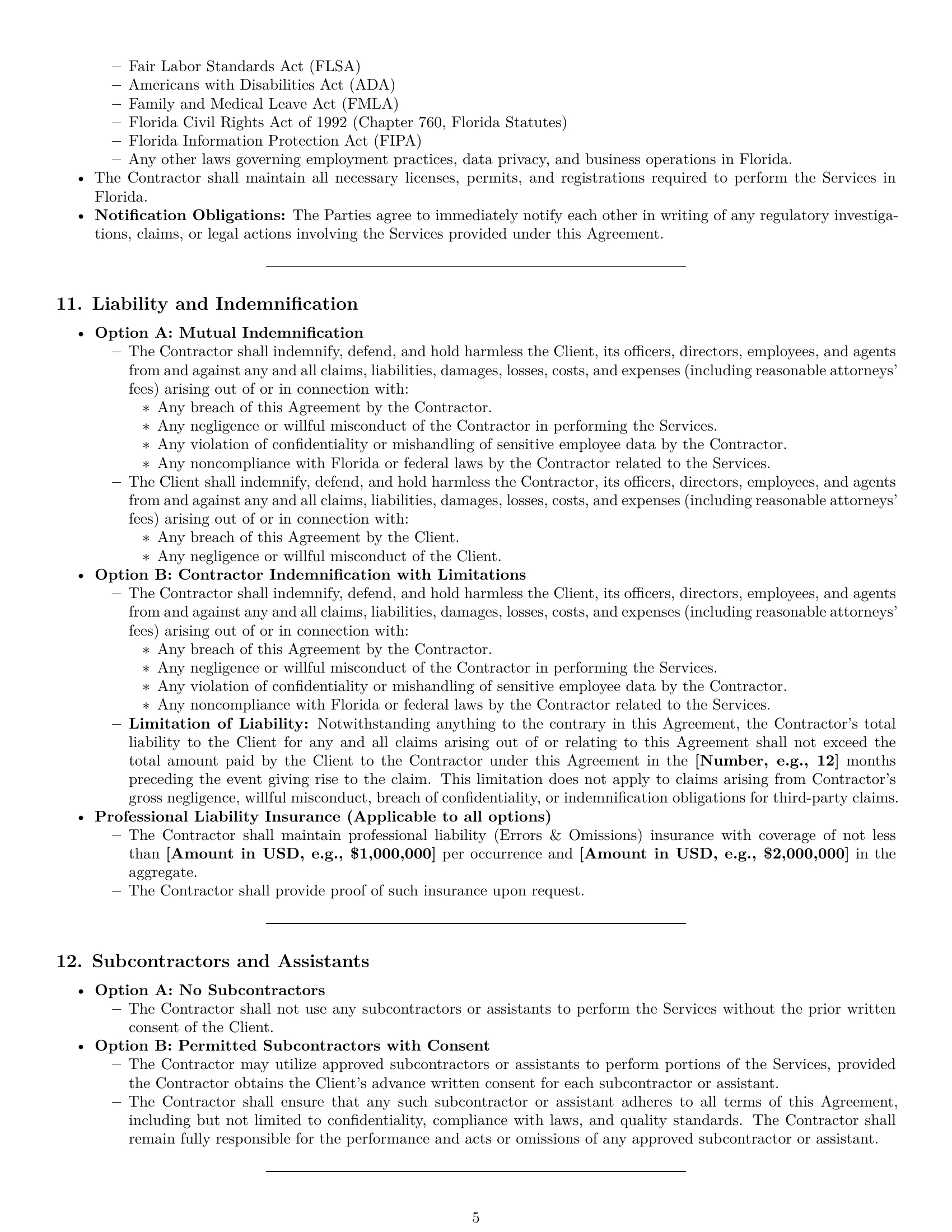 Preview page 5 of Pro Florida hr independent contractor agreement template