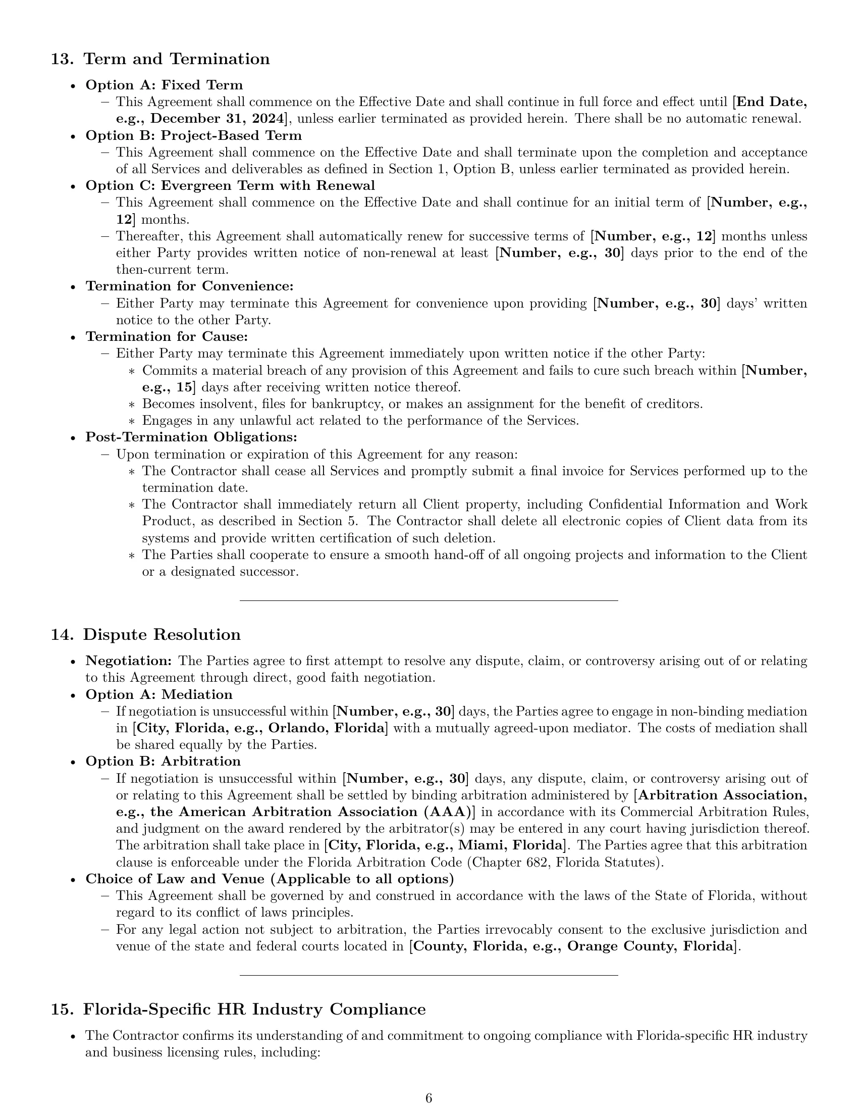Preview page 6 of Pro Florida hr independent contractor agreement template