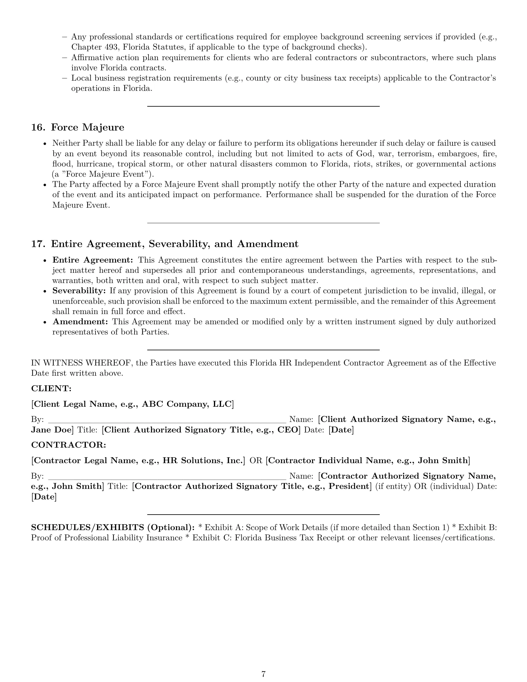 Preview page 7 of Pro Florida hr independent contractor agreement template