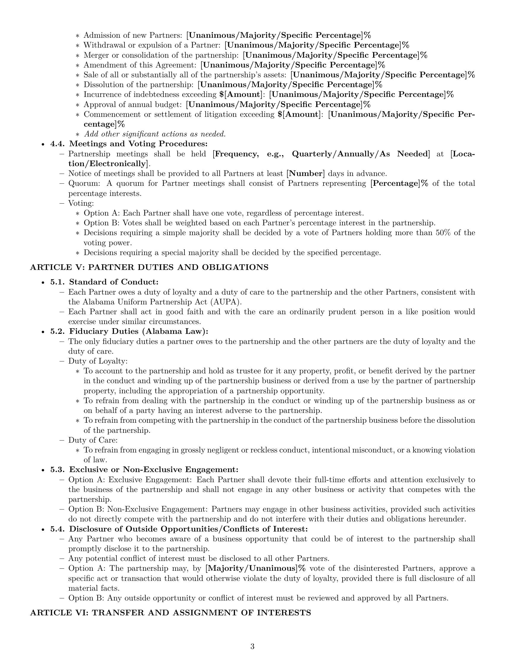 Preview page 3 of Pro Alabama partnership agreement template