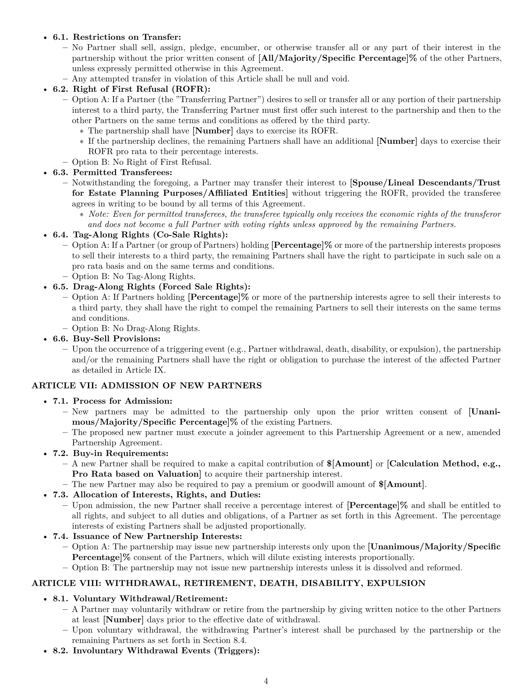 Preview page 4 of Pro Alabama partnership agreement template