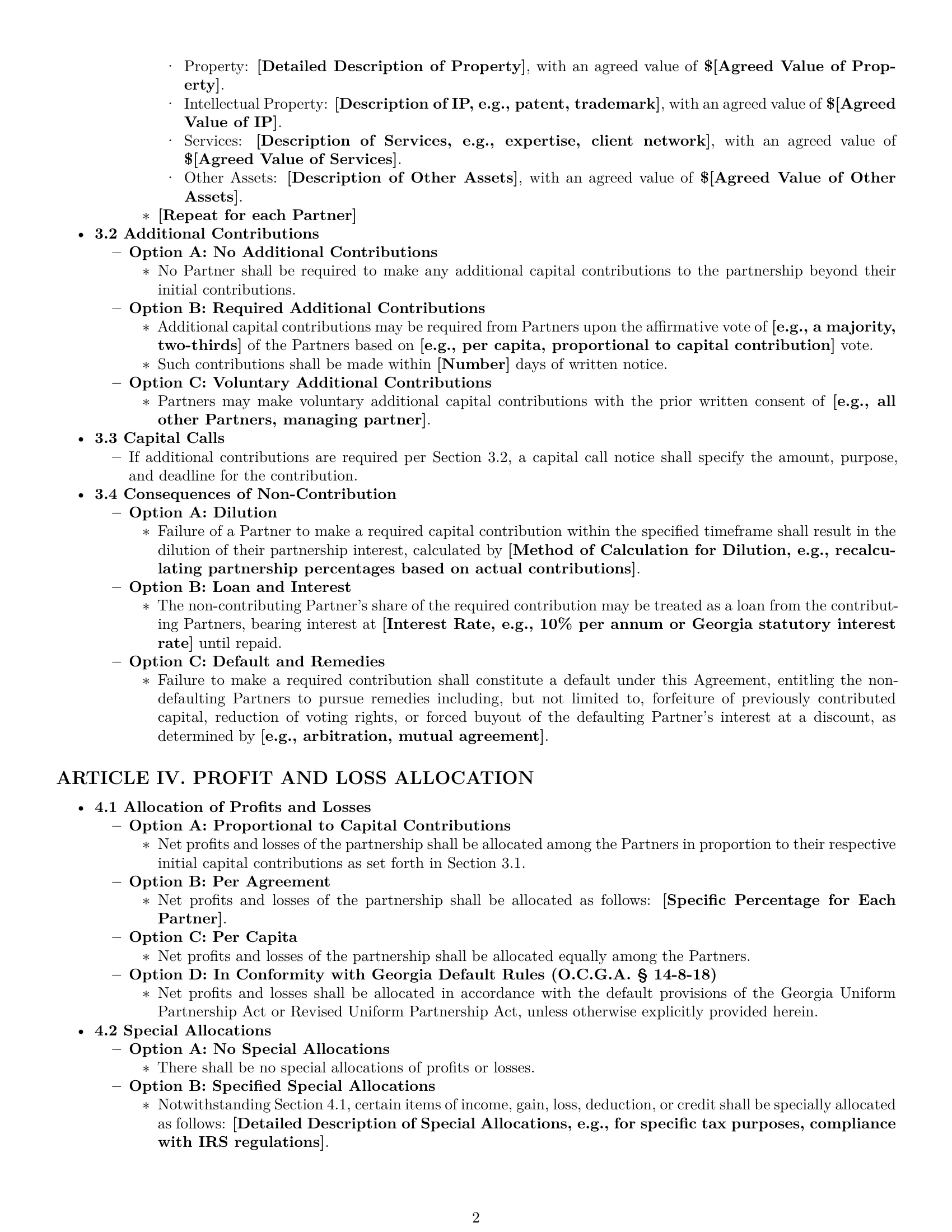 Preview page 2 of Pro Georgia partnership agreement template