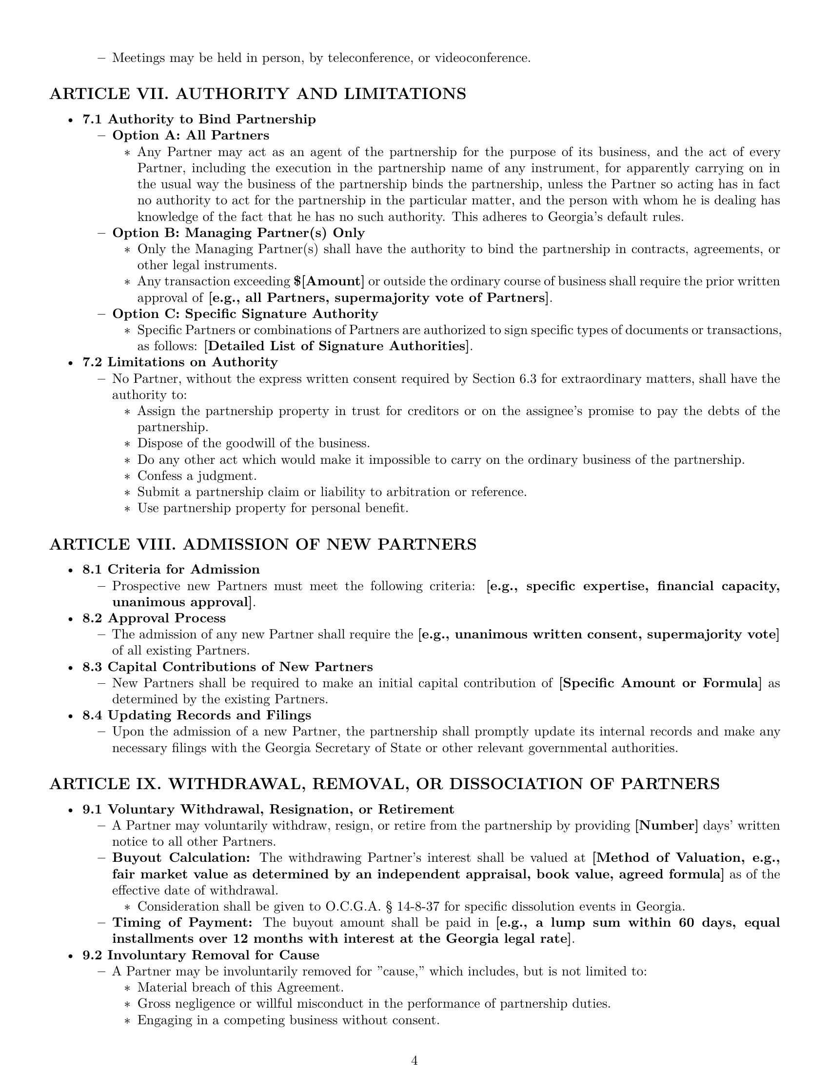 Preview page 4 of Pro Georgia partnership agreement template