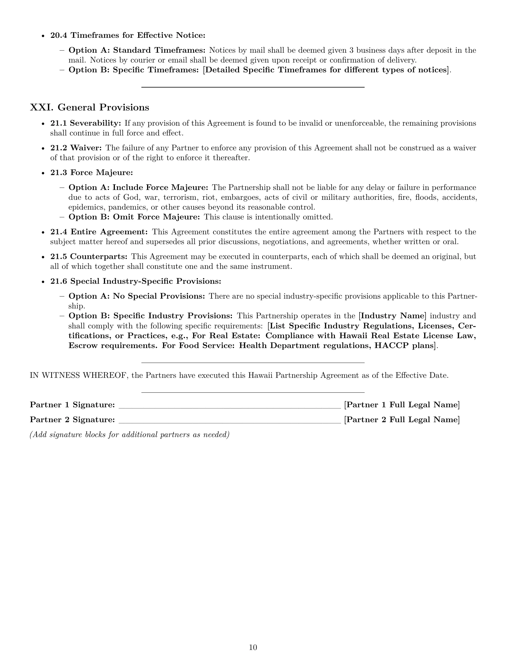 Preview page 10 of Pro Hawaii partnership agreement template