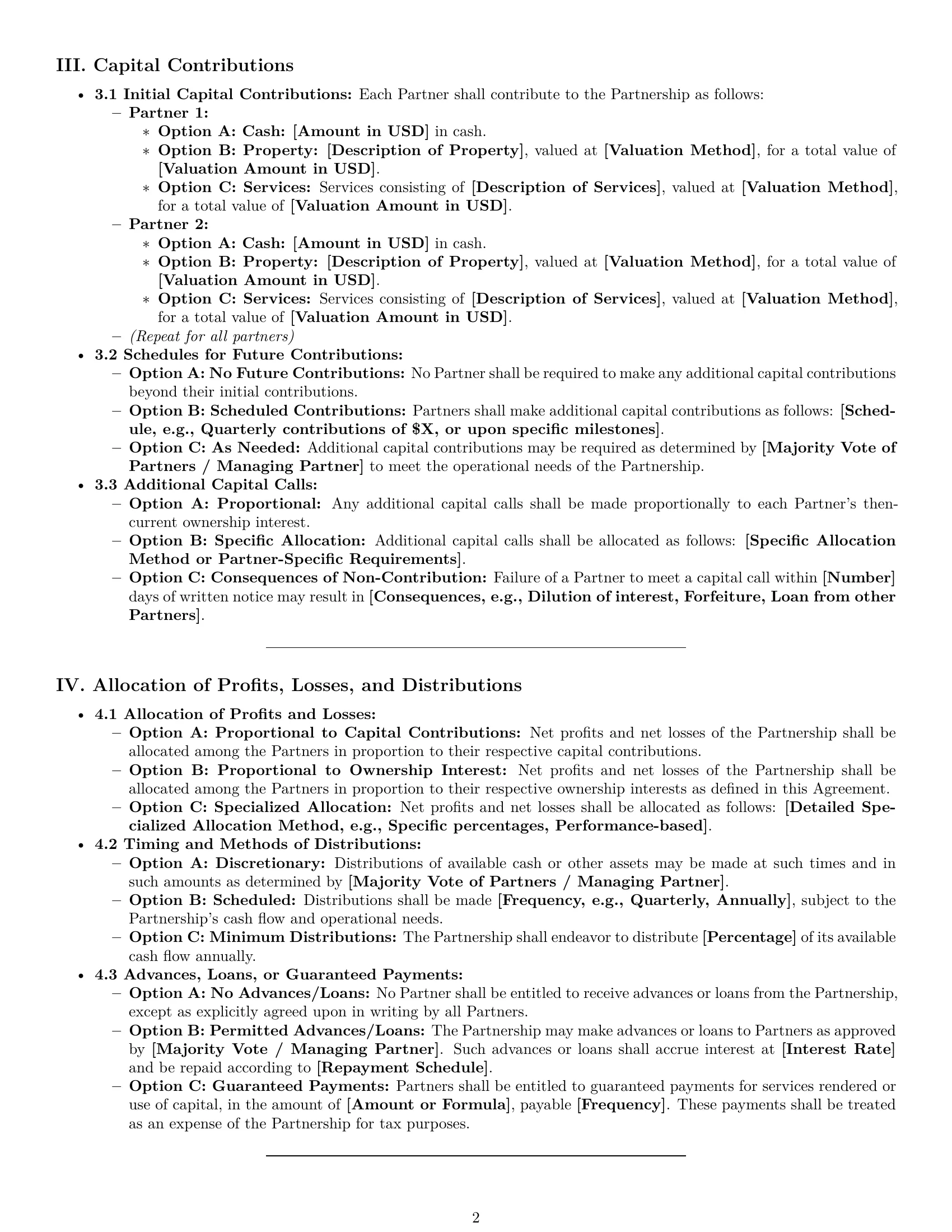Preview page 2 of Pro Hawaii partnership agreement template