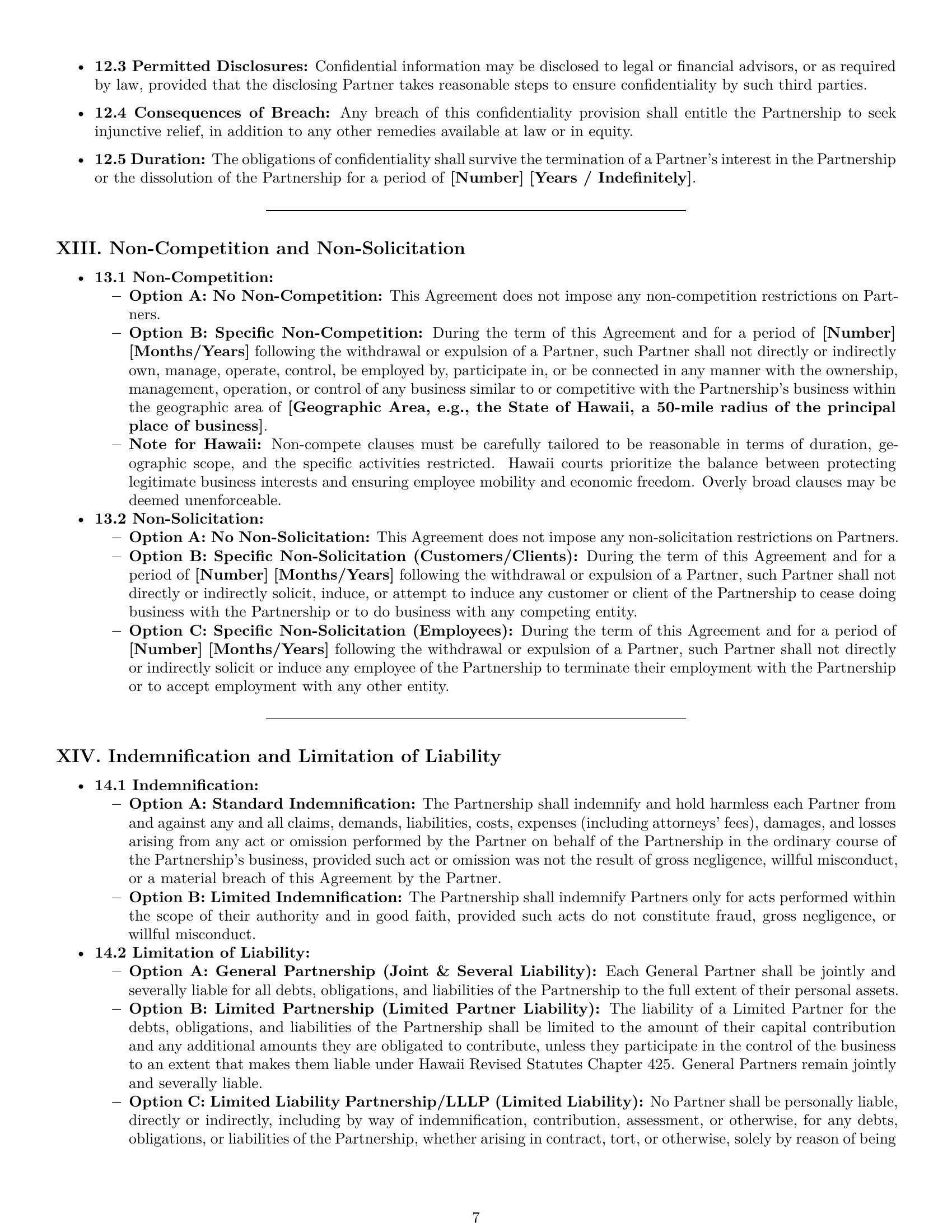 Preview page 7 of Pro Hawaii partnership agreement template