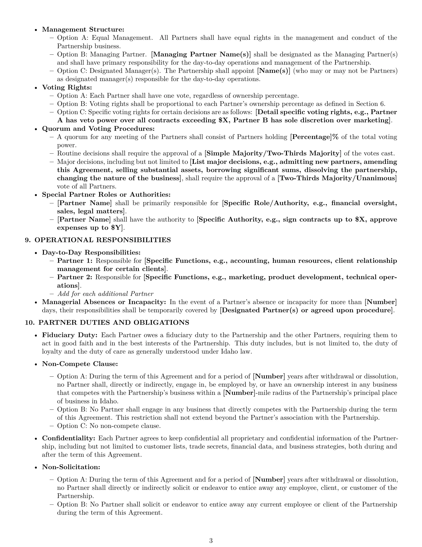 Preview page 3 of Pro Idaho partnership agreement template