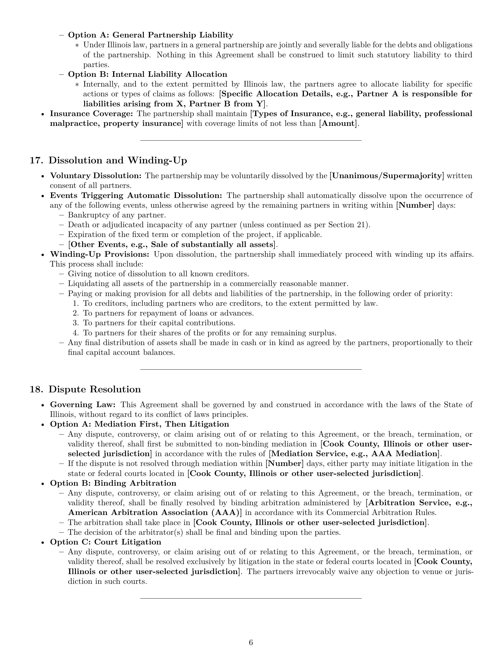 Preview page 6 of Pro Illinois partnership agreement template