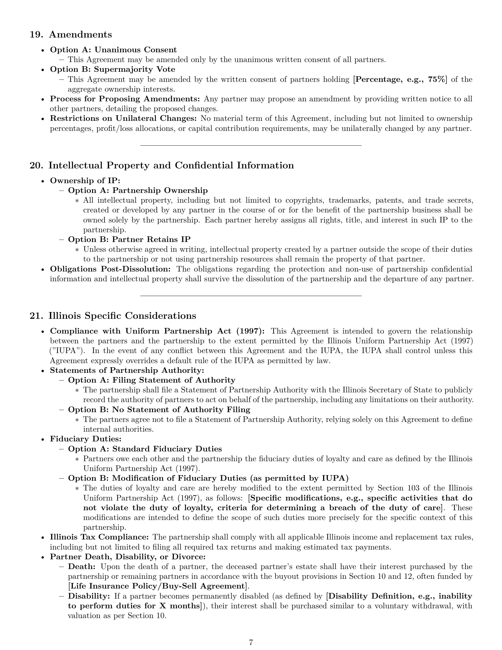Preview page 7 of Pro Illinois partnership agreement template