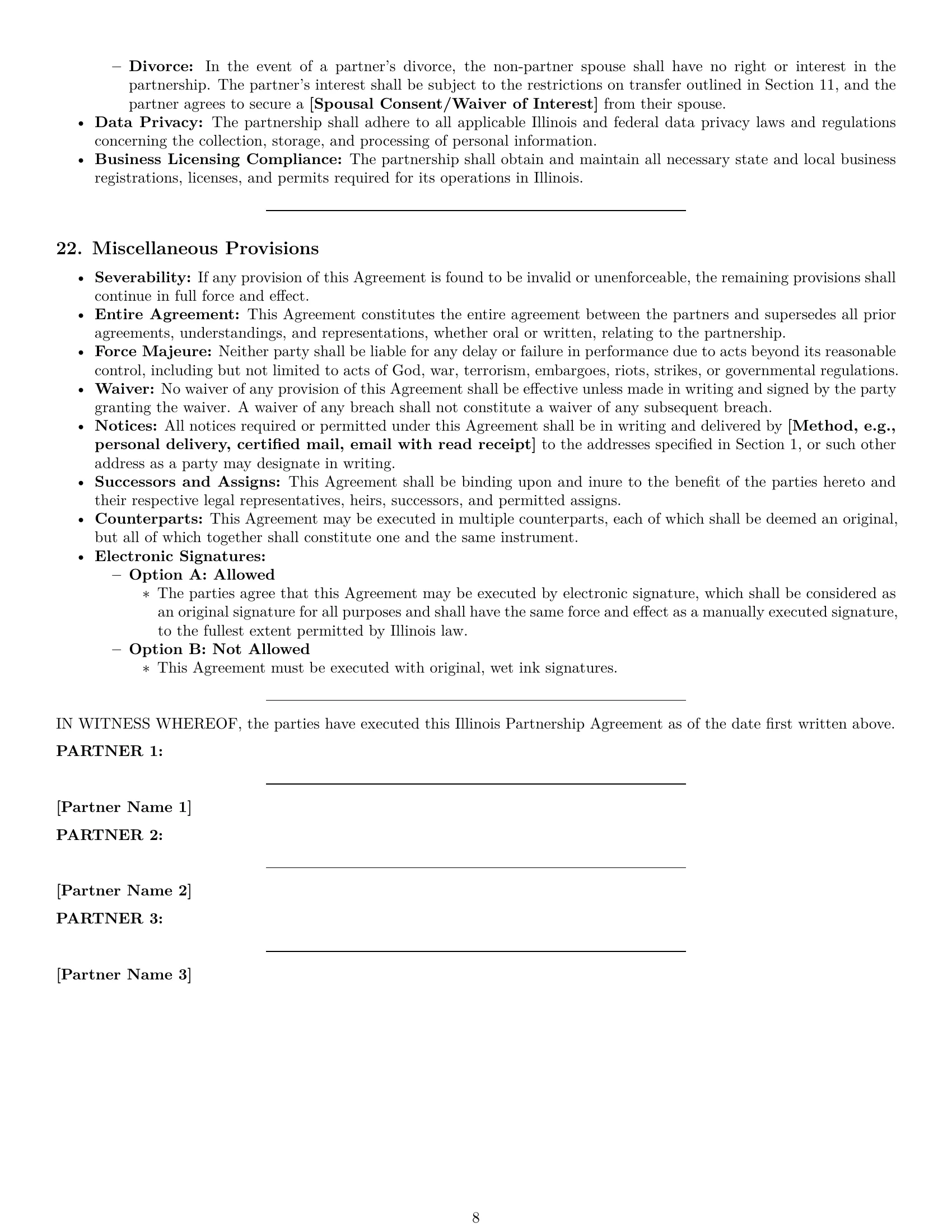Preview page 8 of Pro Illinois partnership agreement template