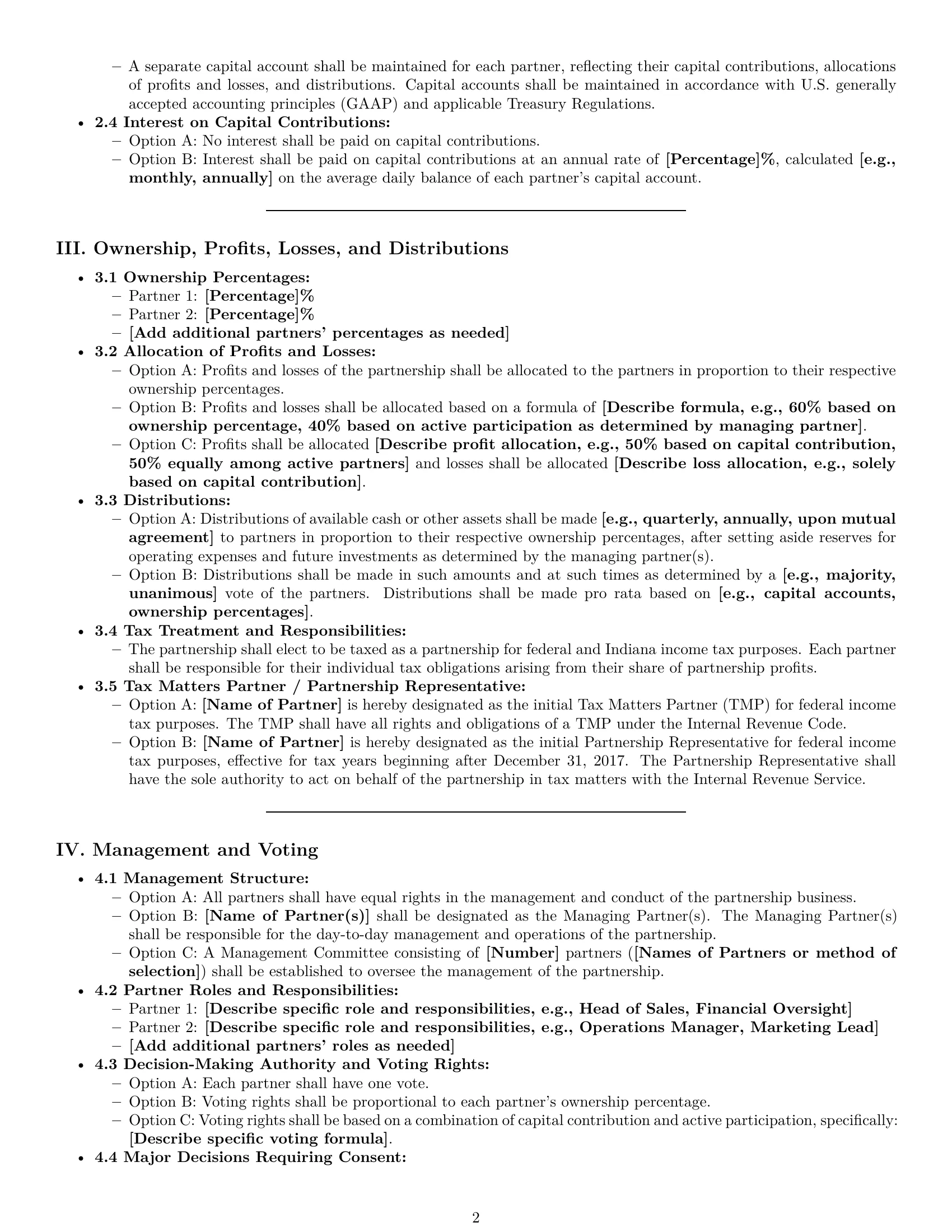 Preview page 2 of Pro Indiana partnership agreement template
