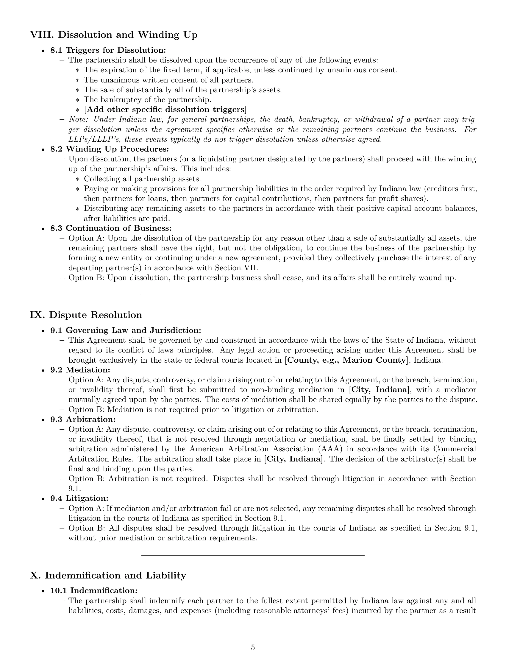 Preview page 5 of Pro Indiana partnership agreement template