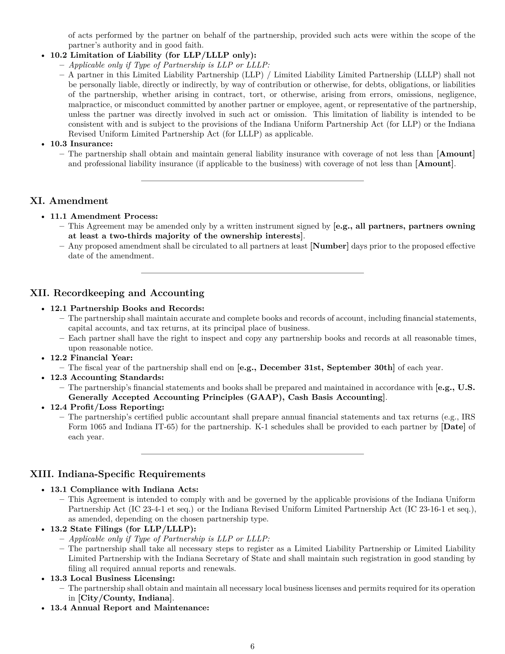 Preview page 6 of Pro Indiana partnership agreement template