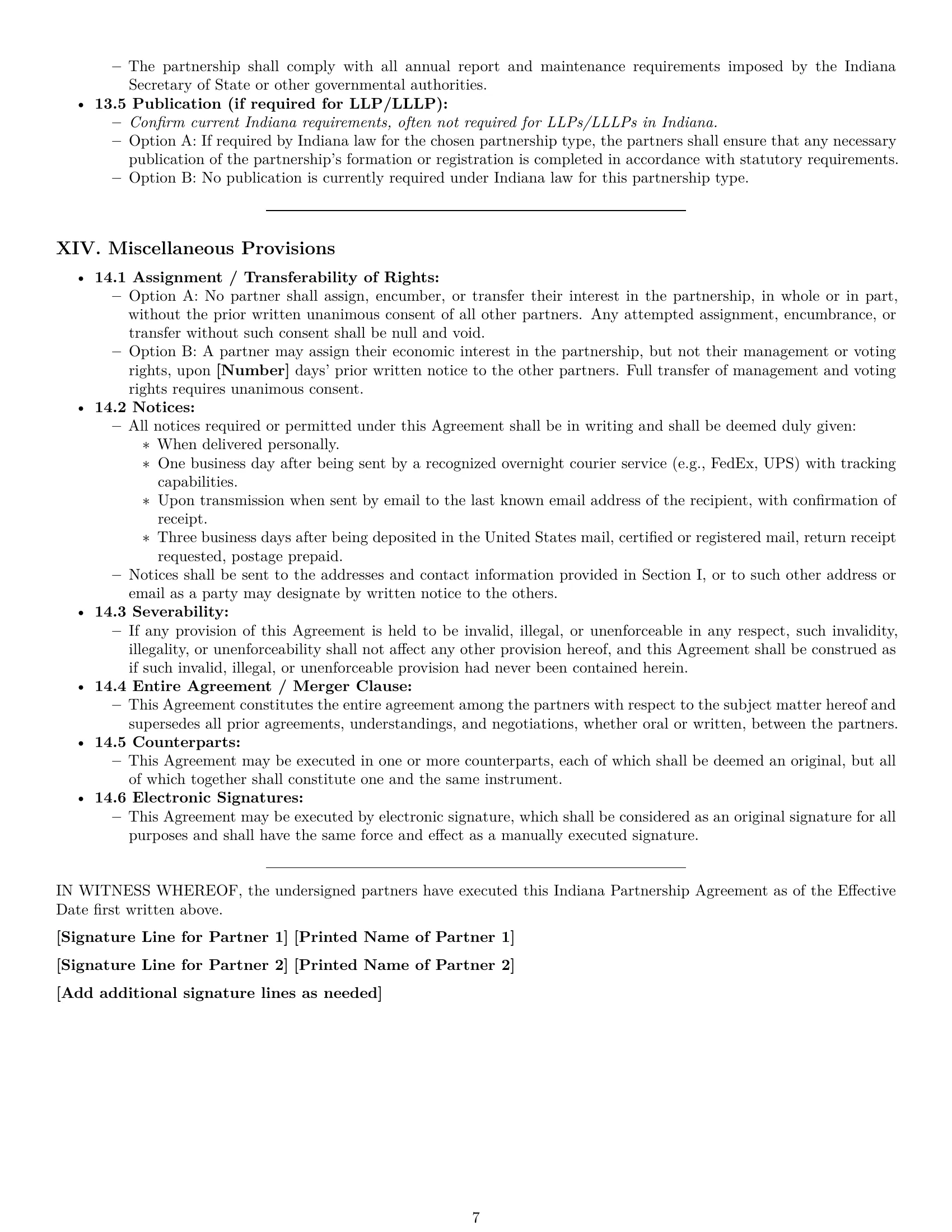 Preview page 7 of Pro Indiana partnership agreement template