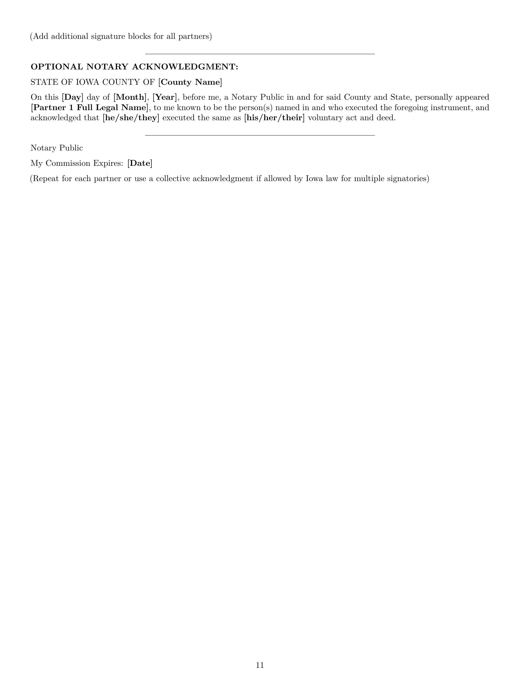 Preview page 11 of Pro Iowa partnership agreement template