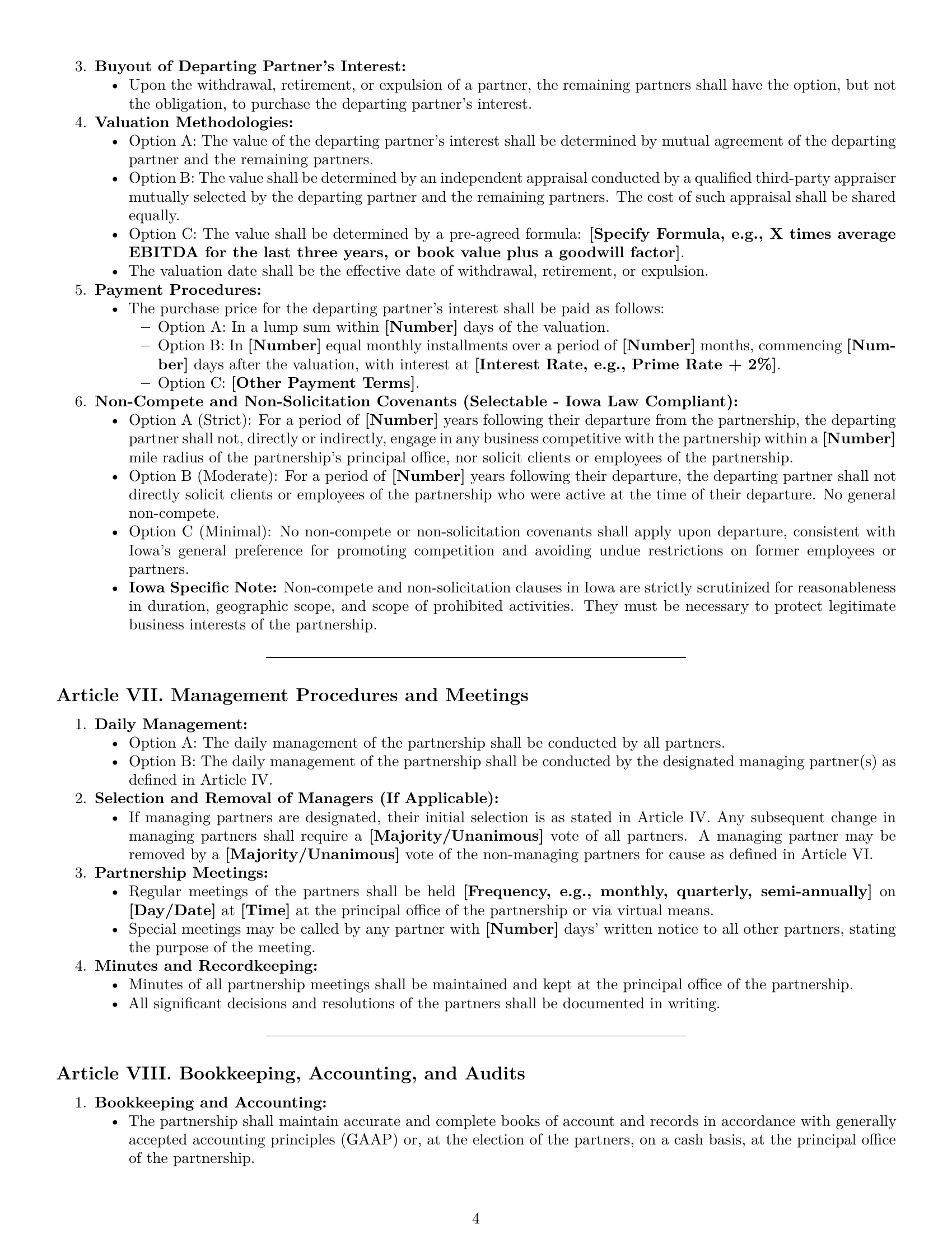 Preview page 4 of Pro Iowa partnership agreement template