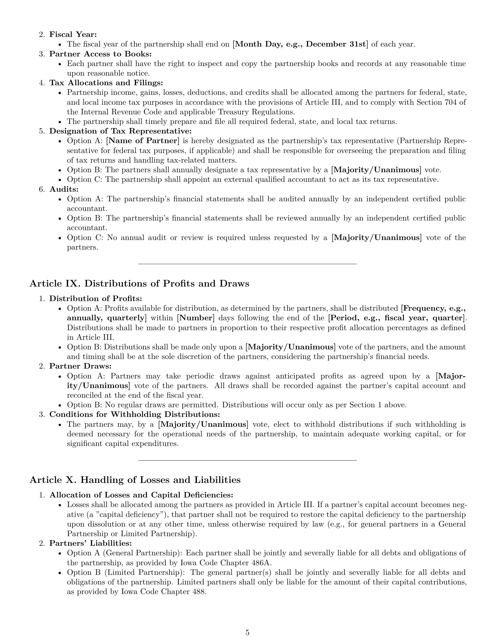 Preview page 5 of Pro Iowa partnership agreement template