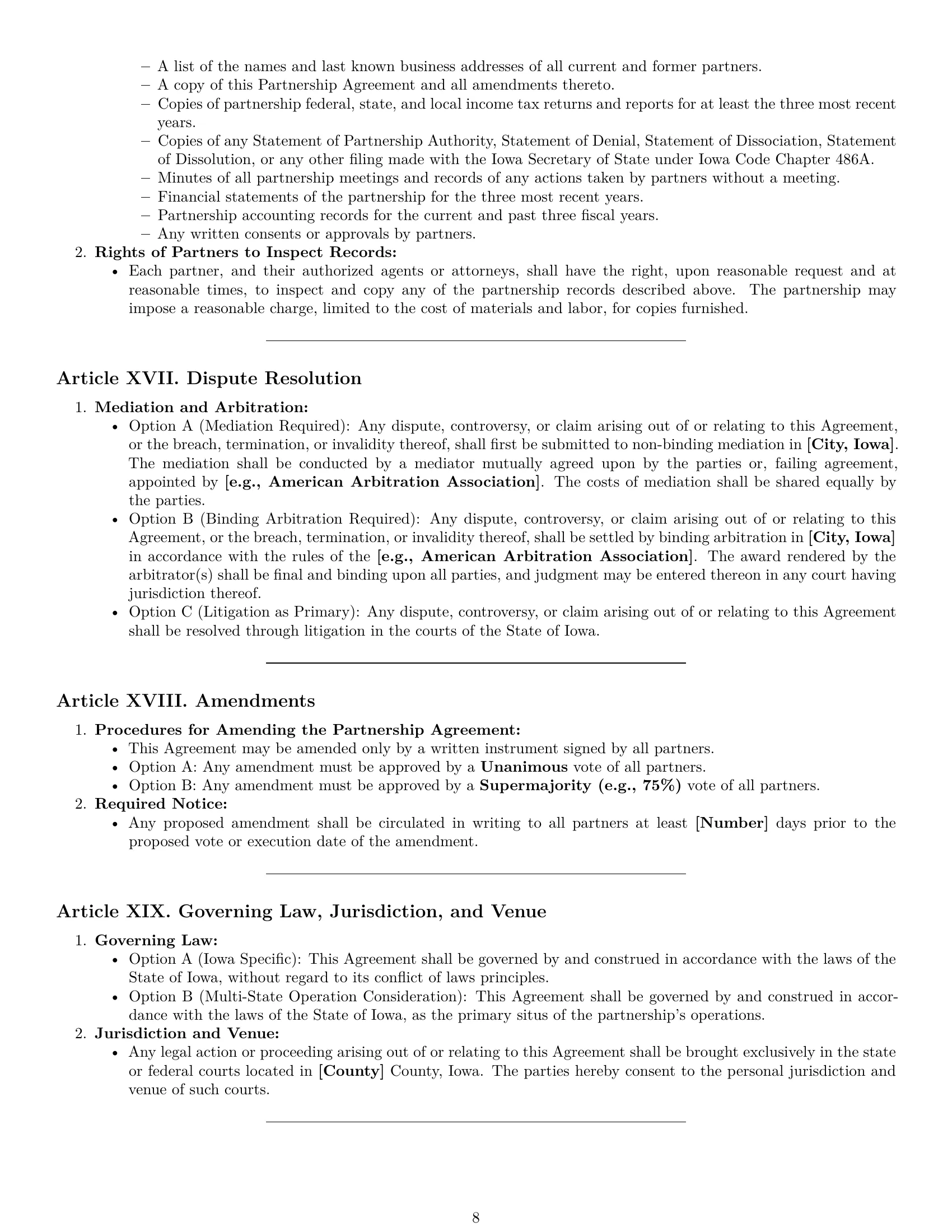 Preview page 8 of Pro Iowa partnership agreement template