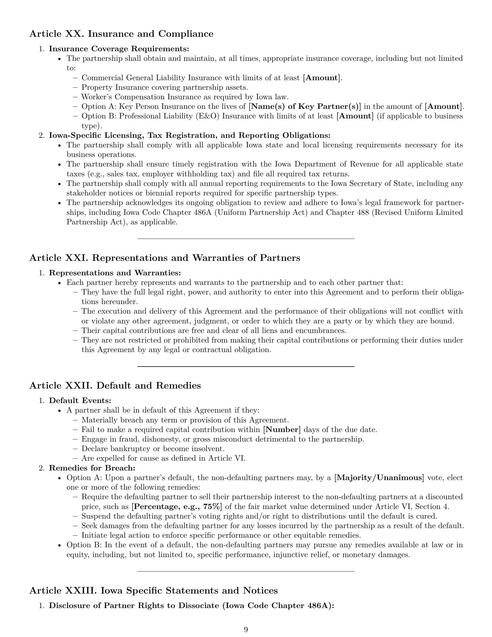 Preview page 9 of Pro Iowa partnership agreement template