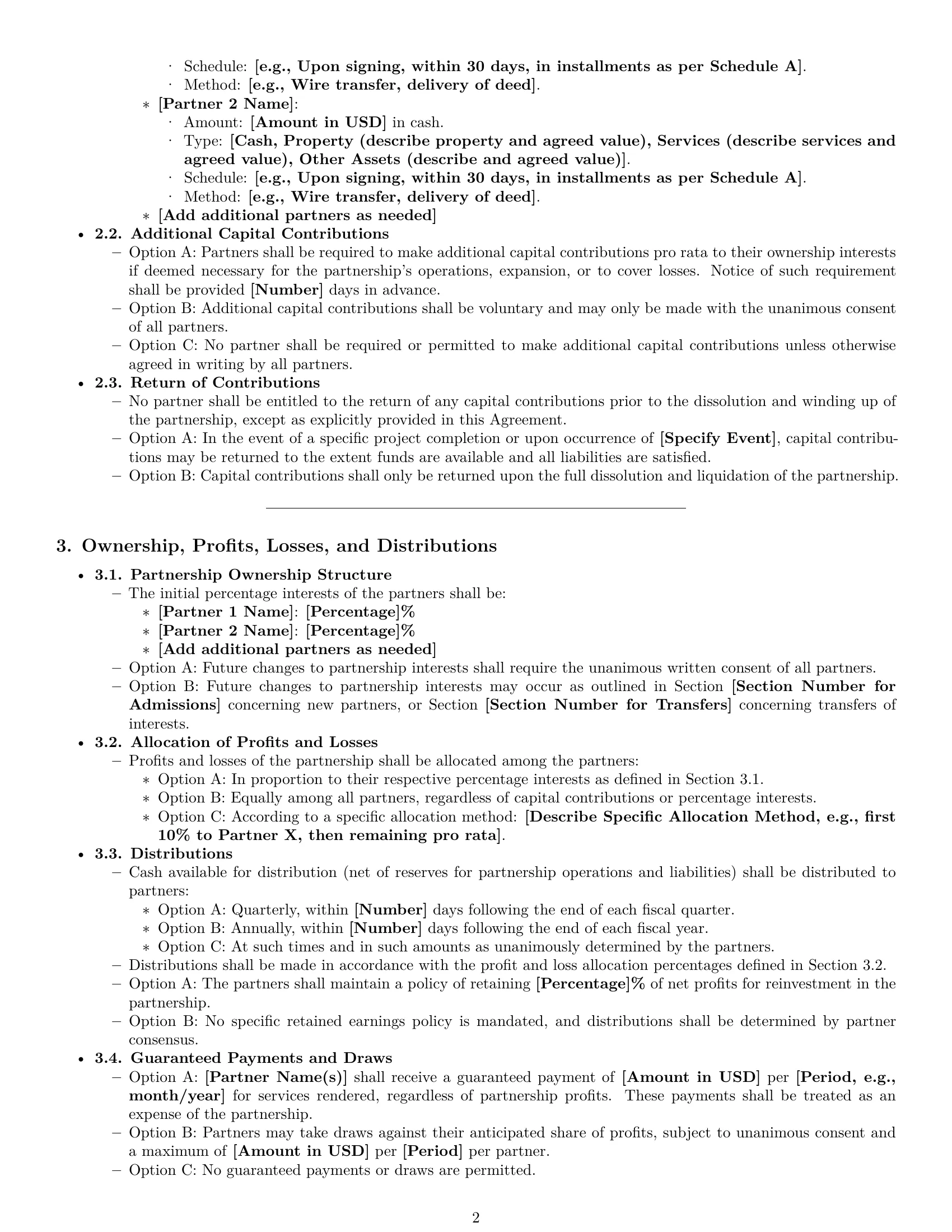 Preview page 2 of Pro Kansas partnership agreement template