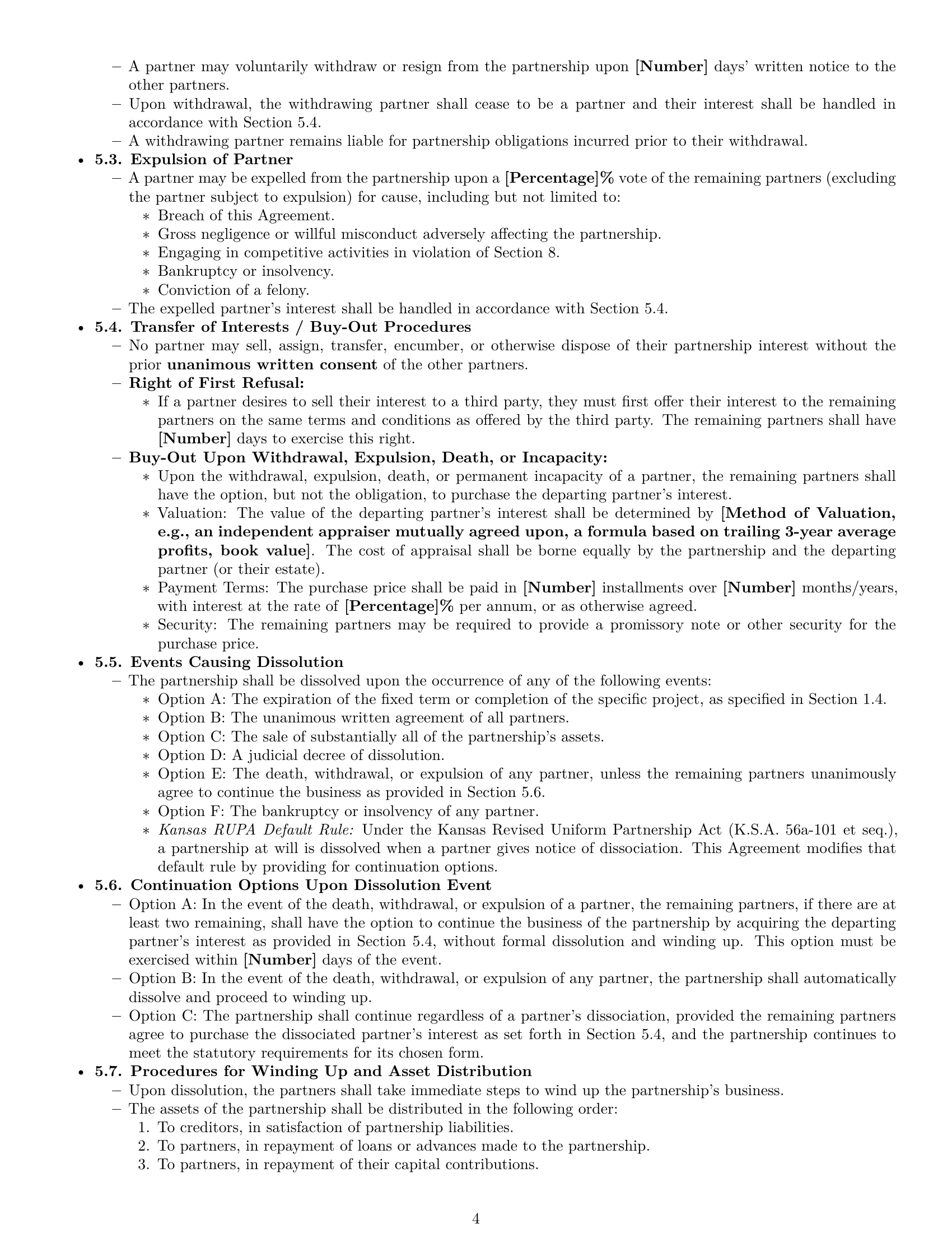 Preview page 4 of Pro Kansas partnership agreement template
