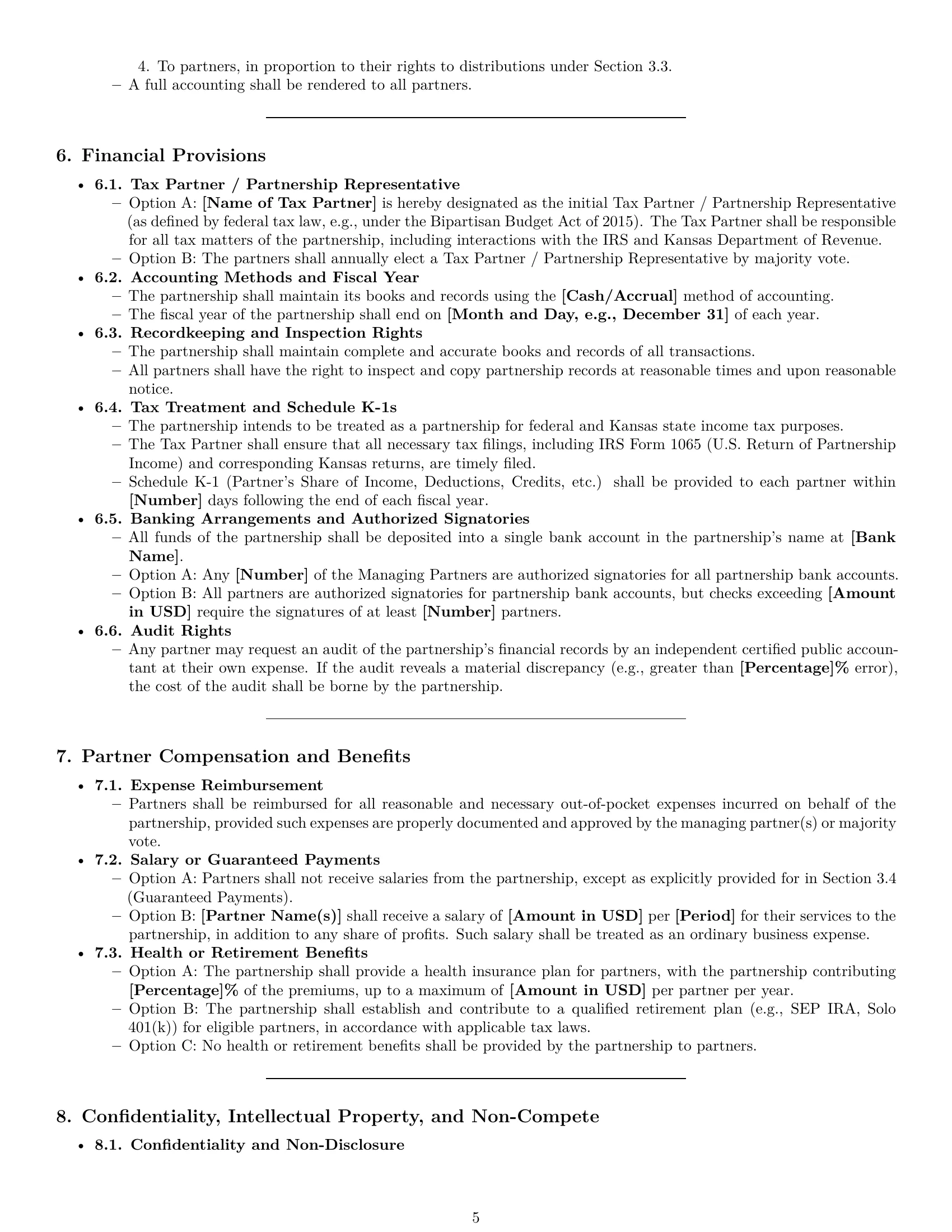 Preview page 5 of Pro Kansas partnership agreement template