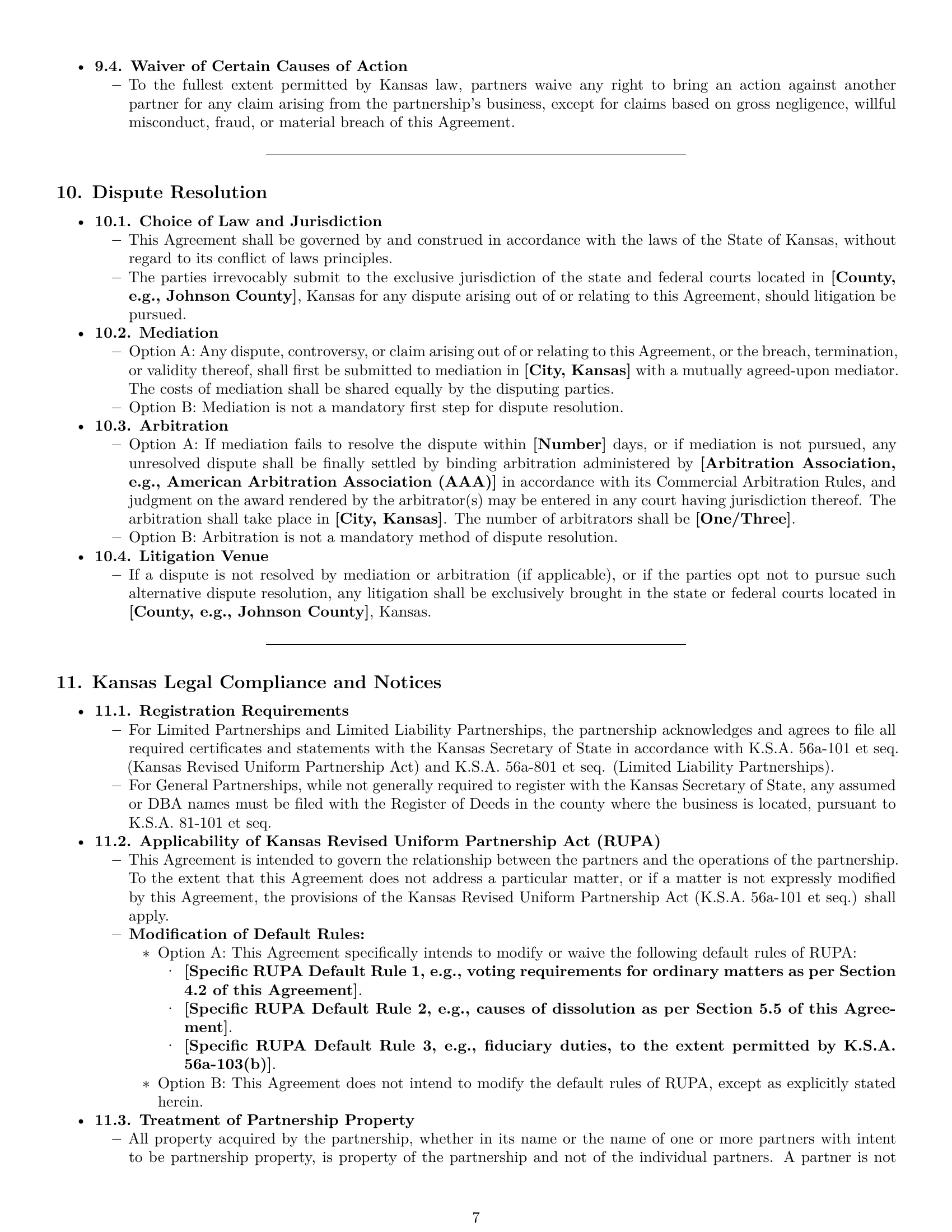 Preview page 7 of Pro Kansas partnership agreement template