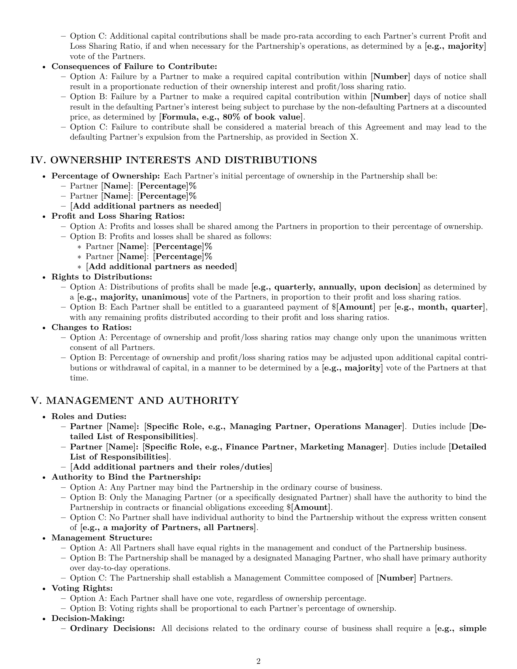 Preview page 2 of Pro Kentucky partnership agreement template