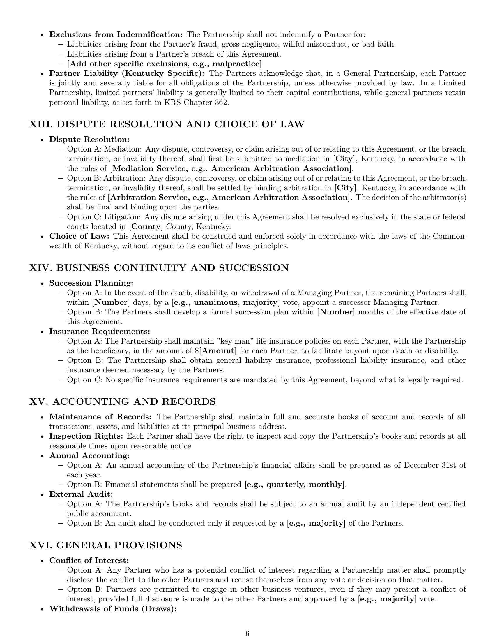 Preview page 6 of Pro Kentucky partnership agreement template