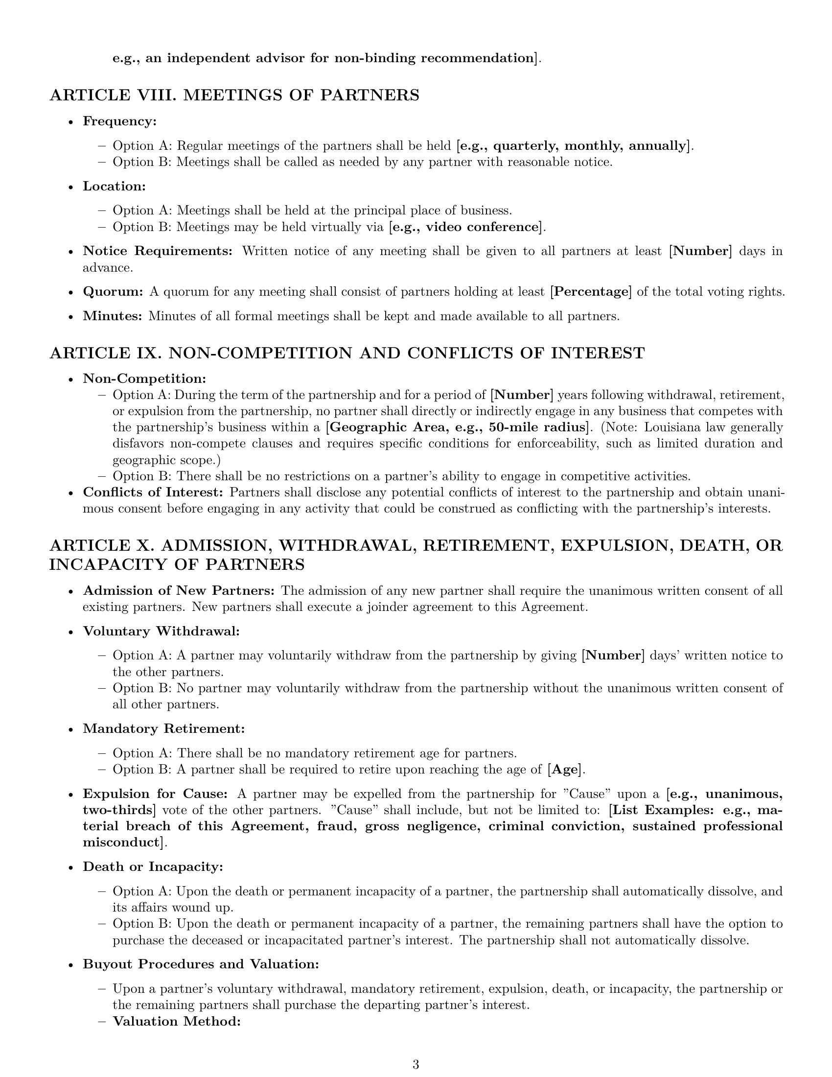 Preview page 3 of Pro Louisiana partnership agreement template