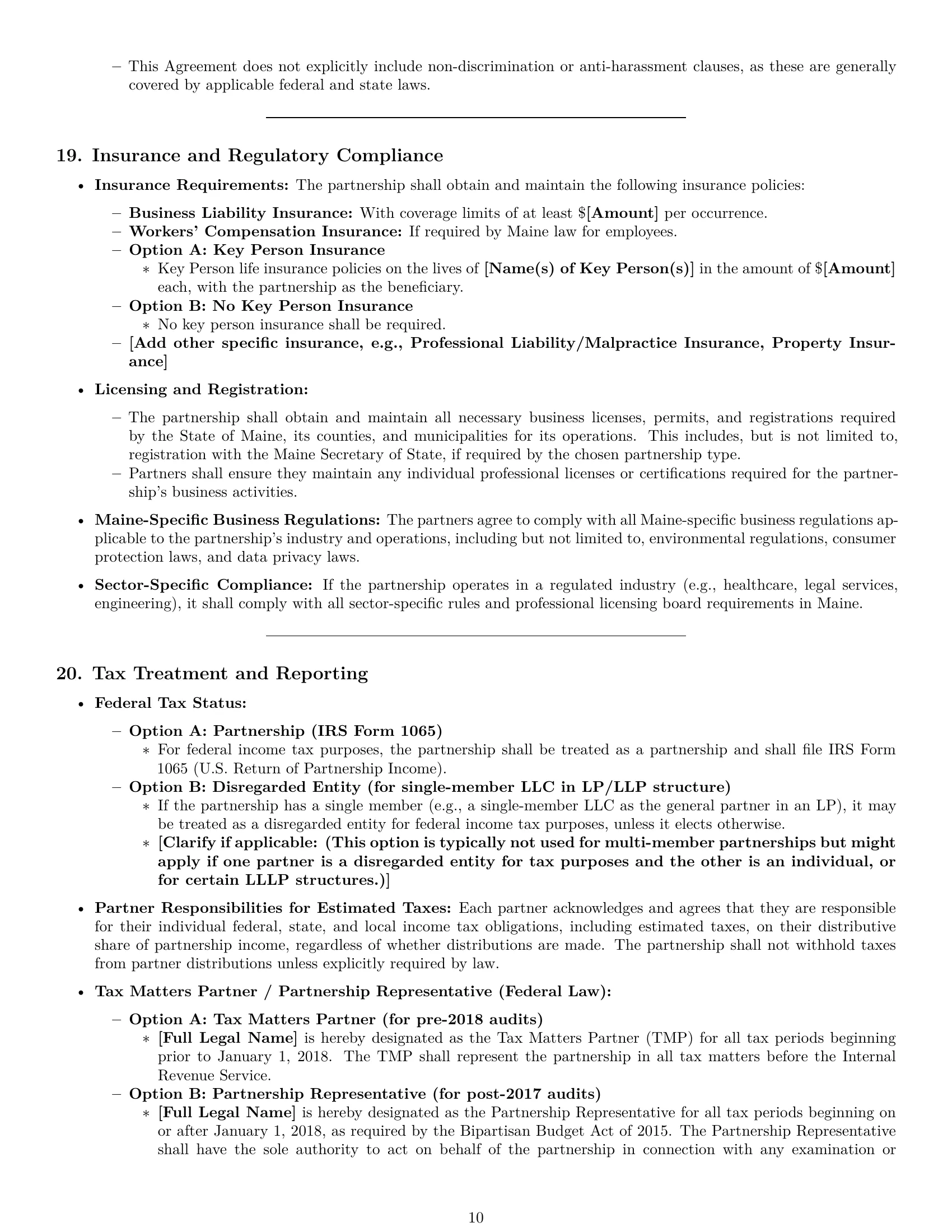 Preview page 10 of Pro Maine partnership agreement template