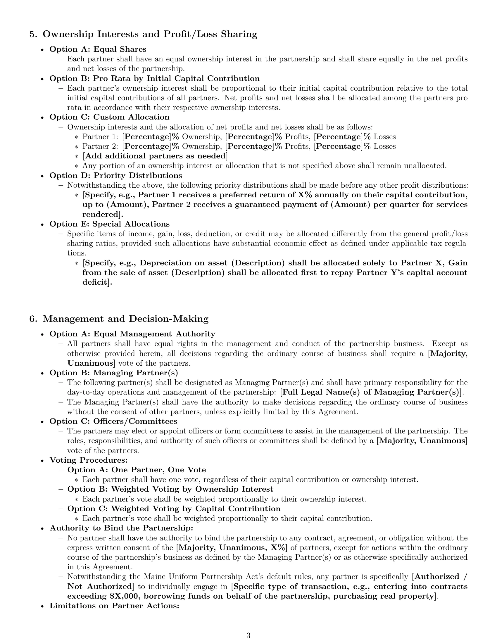 Preview page 3 of Pro Maine partnership agreement template