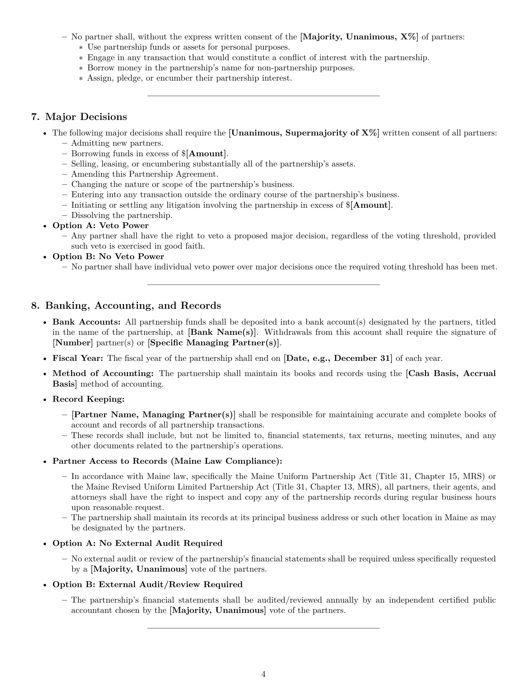 Preview page 4 of Pro Maine partnership agreement template
