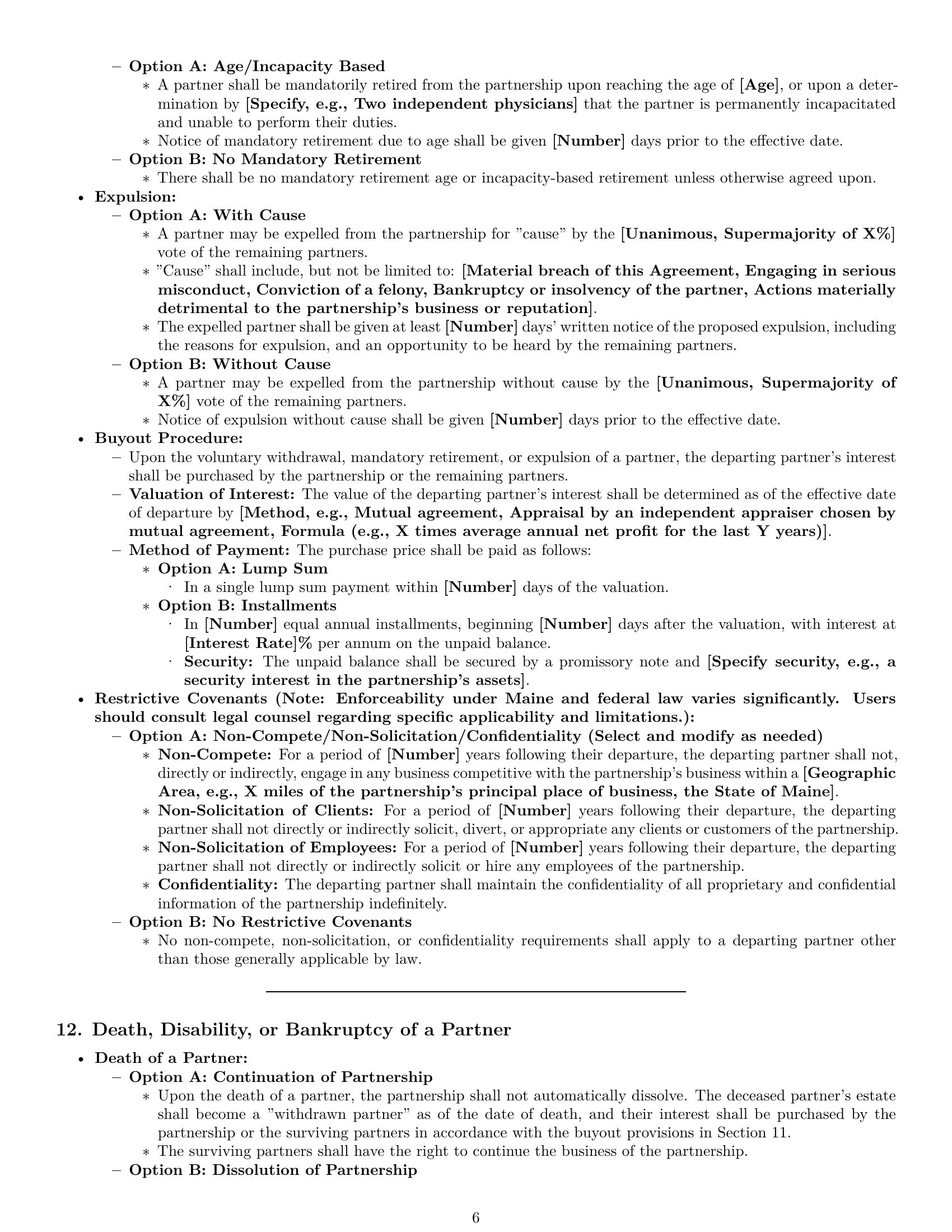 Preview page 6 of Pro Maine partnership agreement template