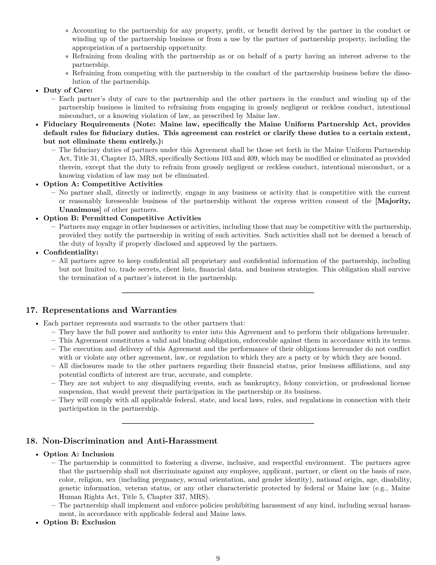 Preview page 9 of Pro Maine partnership agreement template