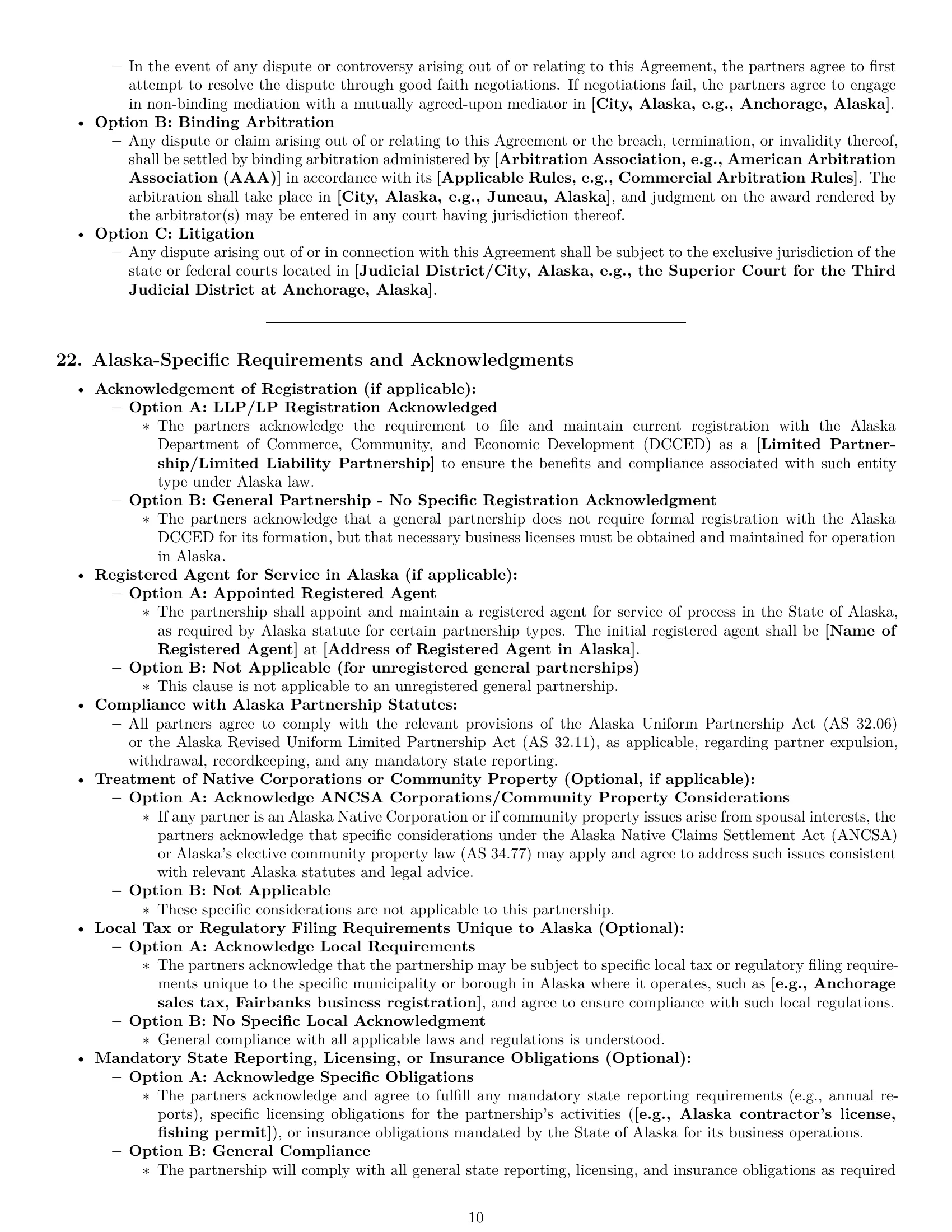 Preview page 10 of Pro Alaska partnership agreement template