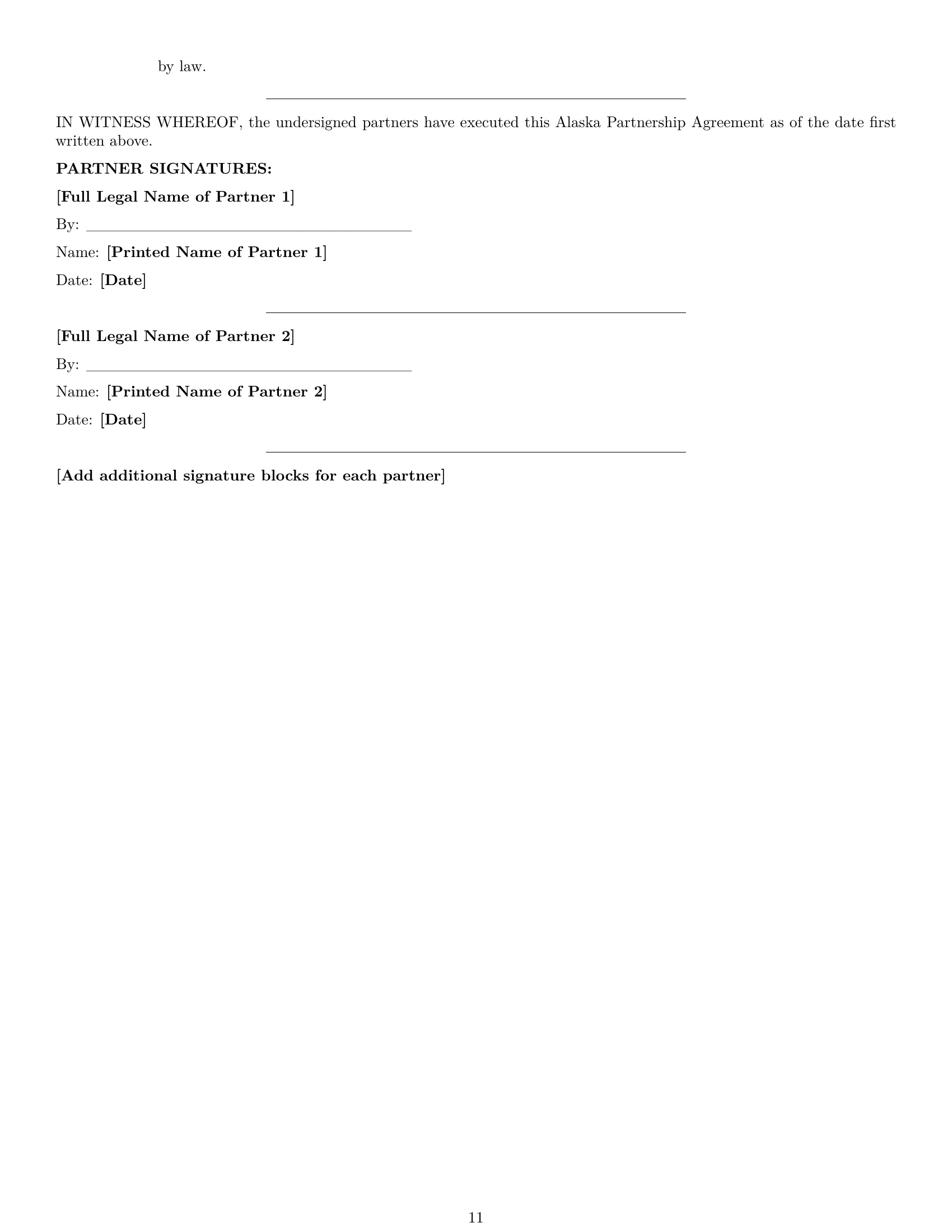 Preview page 11 of Pro Alaska partnership agreement template
