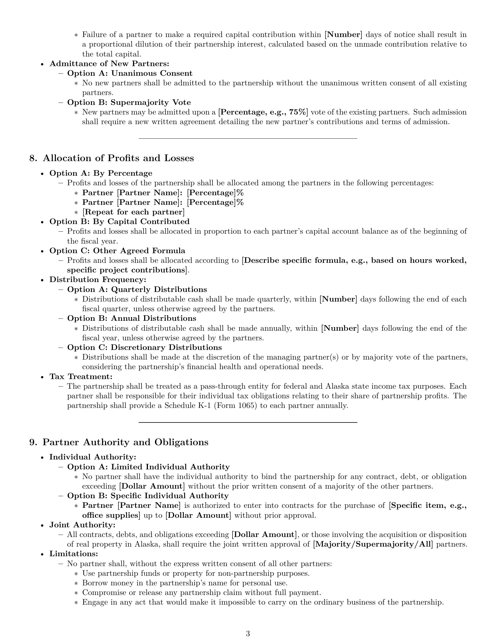 Preview page 3 of Pro Alaska partnership agreement template