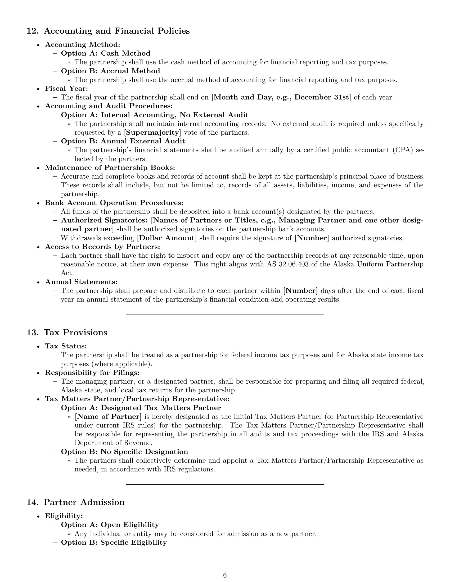 Preview page 6 of Pro Alaska partnership agreement template
