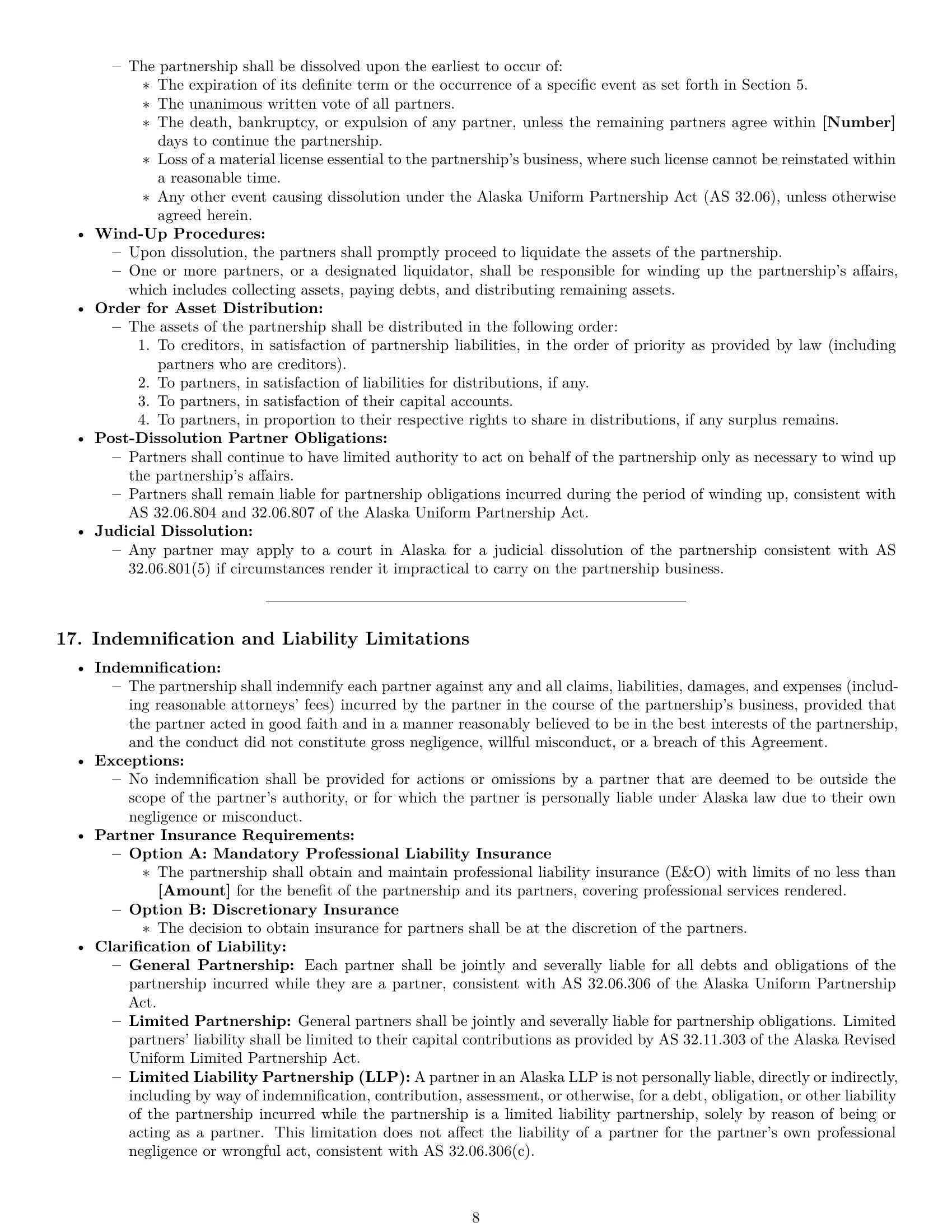 Preview page 8 of Pro Alaska partnership agreement template