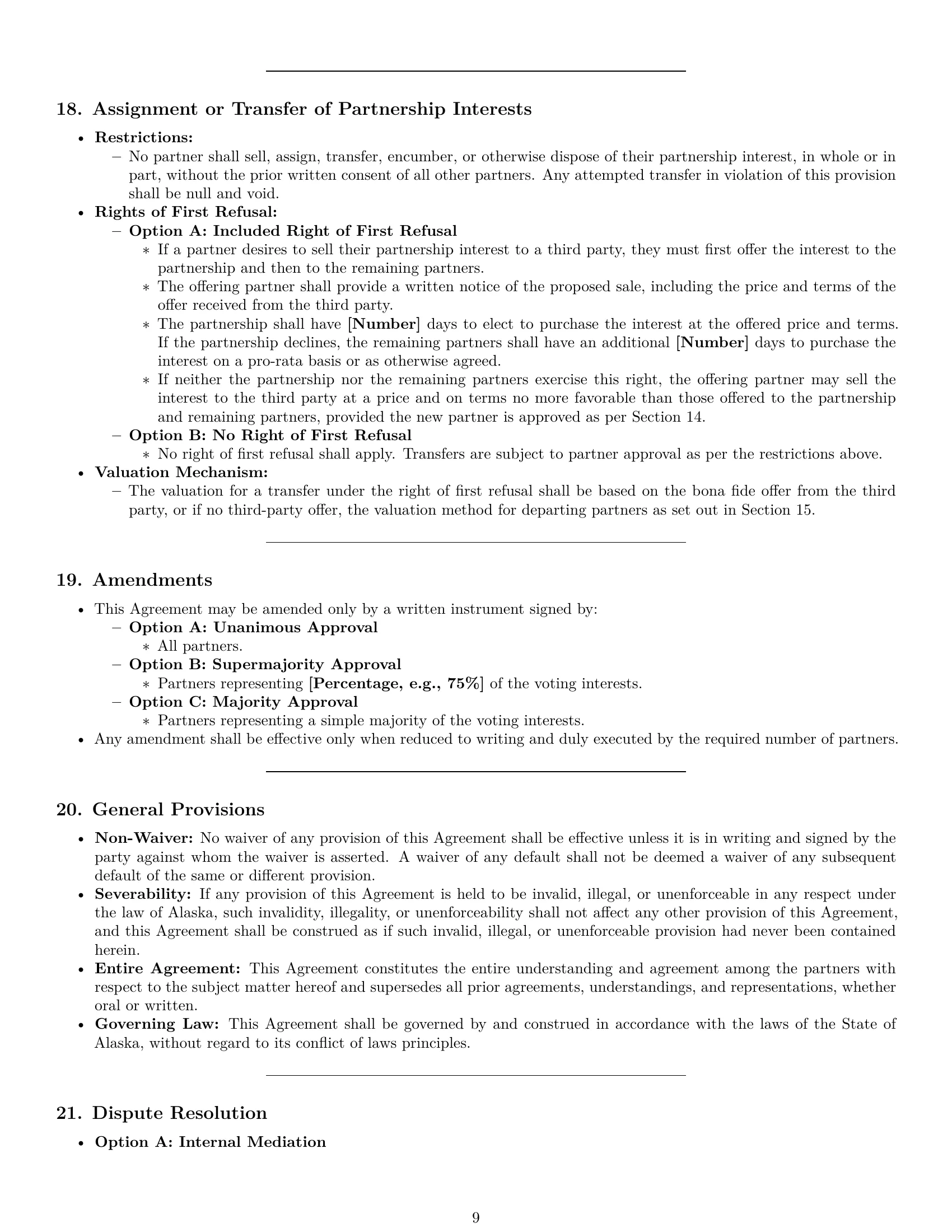 Preview page 9 of Pro Alaska partnership agreement template
